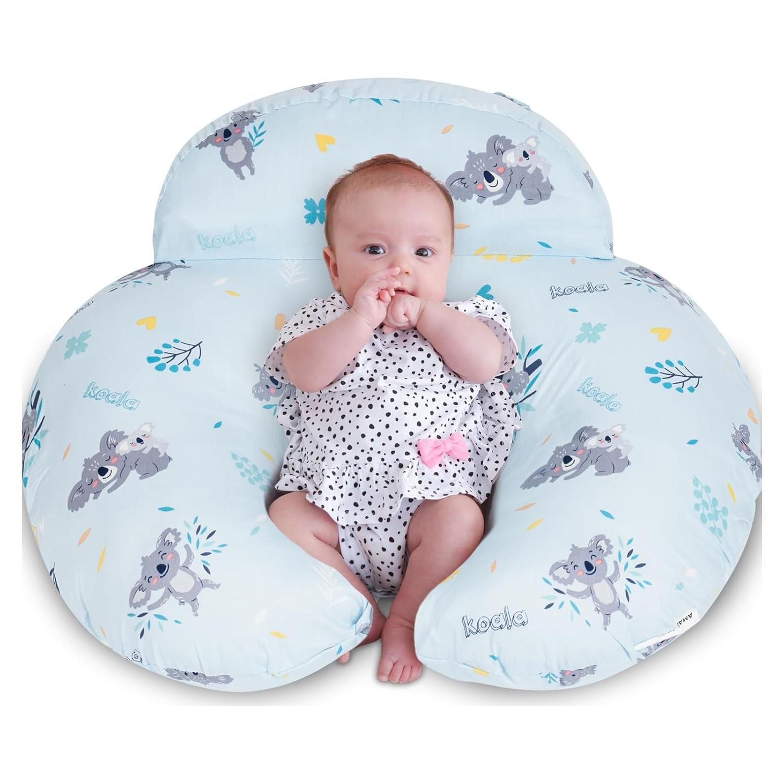 Almohada de Lactancia AMASKY Plus Ergonómica Algodón Azul