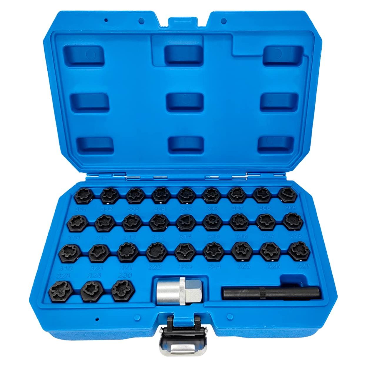 Kit de Llave de Tuerca de Bloqueo de Rueda 32PCS JEUCLEL