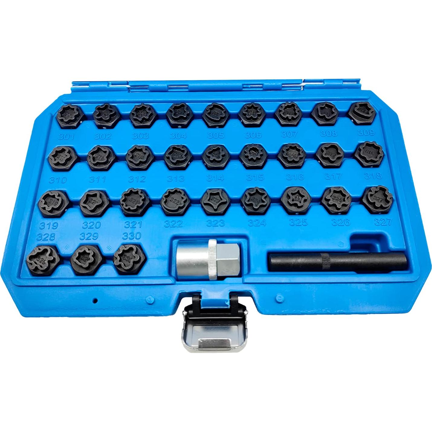 Kit de Llave de Tuerca de Bloqueo de Rueda 32PCS JEUCLEL