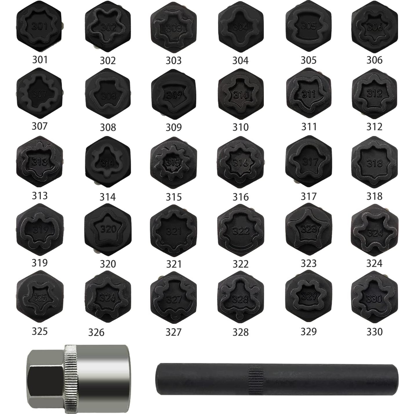 Kit de Llave de Tuerca de Bloqueo de Rueda 32PCS JEUCLEL