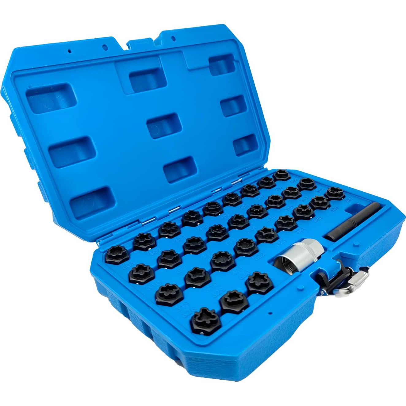 Kit de Llave de Tuerca de Bloqueo de Rueda 32PCS JEUCLEL