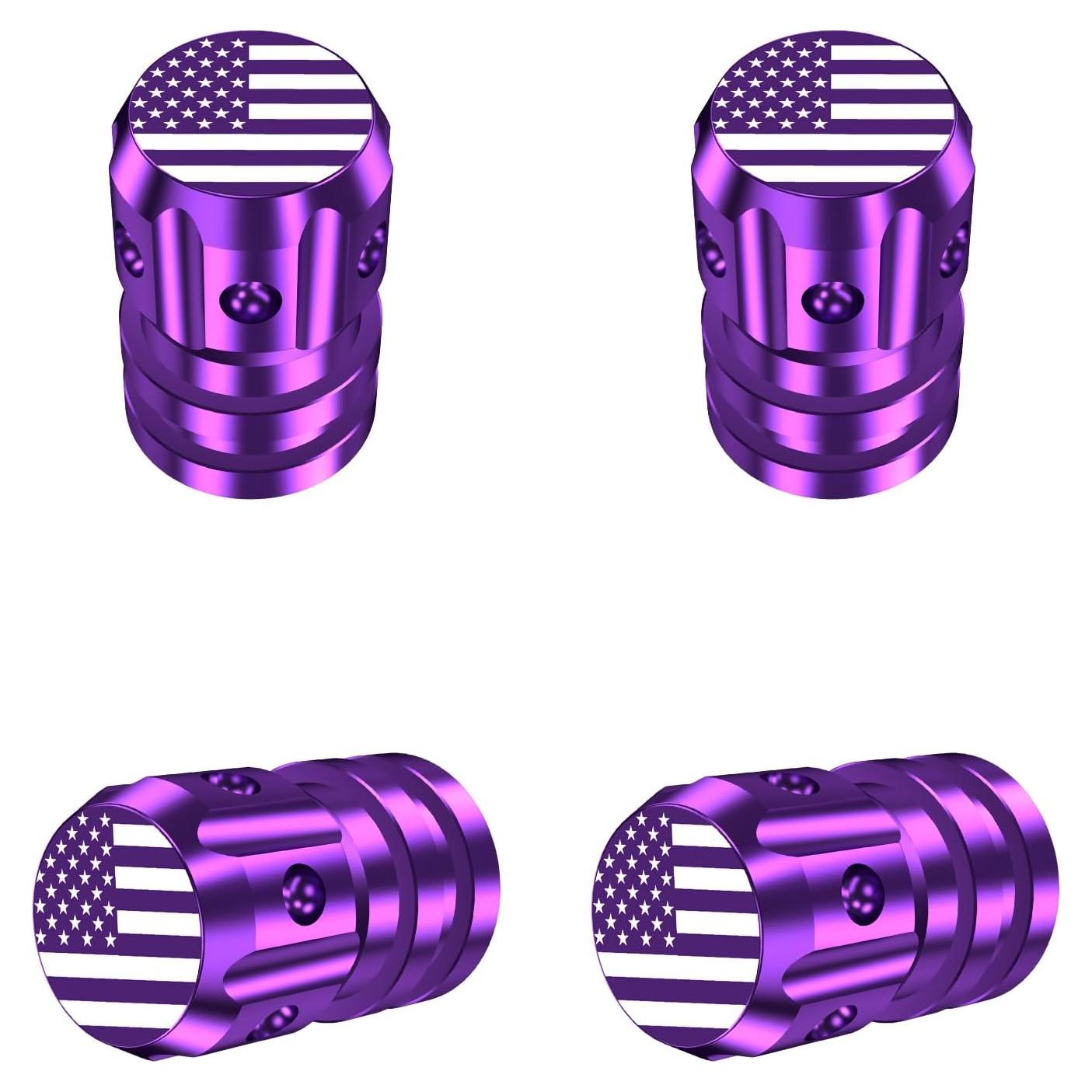 Tapas de Válvula de Neumático QUARKACE - Bandera Americana - 4 Piezas