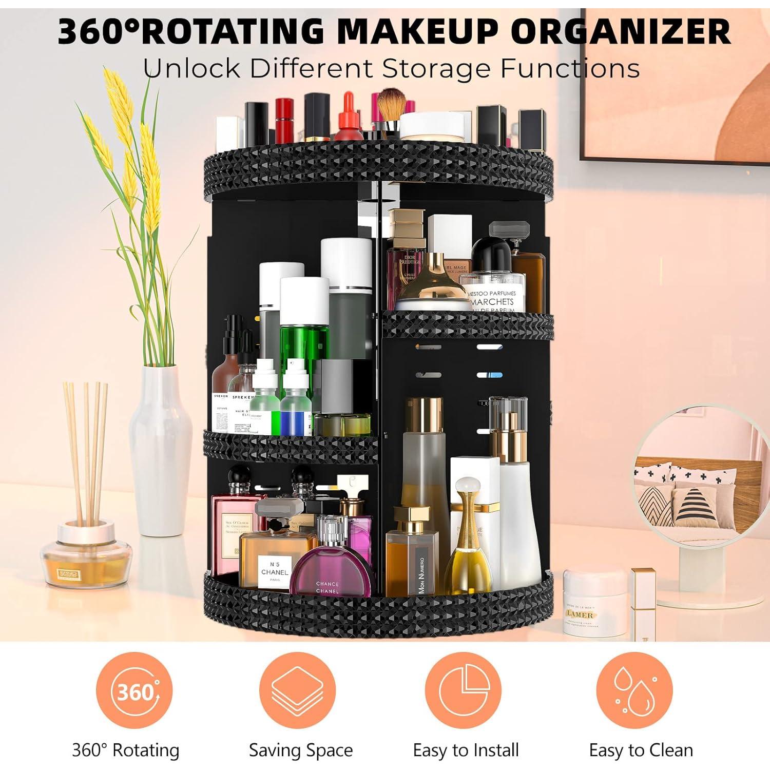 Organizador de Maquillaje Rotatorio Hemtroy 360° 7 Capas Negro