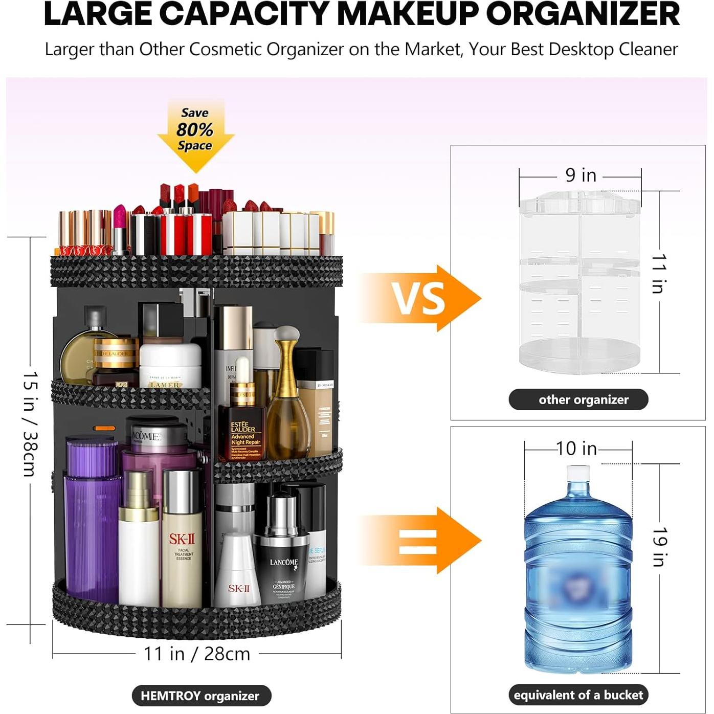 Organizador de Maquillaje Rotatorio Hemtroy 360° 7 Capas Negro