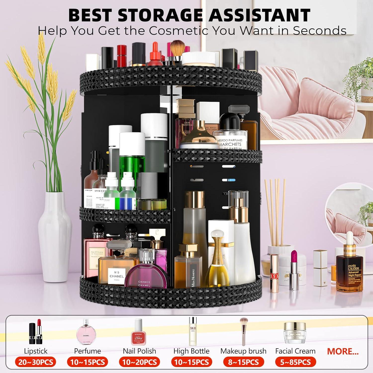 Organizador de Maquillaje Rotatorio Hemtroy 360° 7 Capas Negro