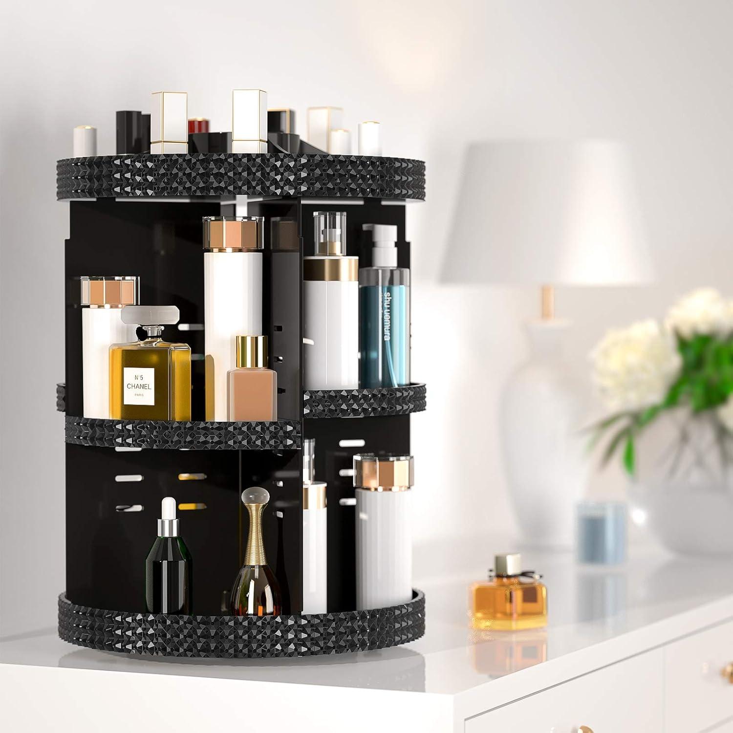 Organizador de Maquillaje Rotatorio Hemtroy 360° 7 Capas Negro
