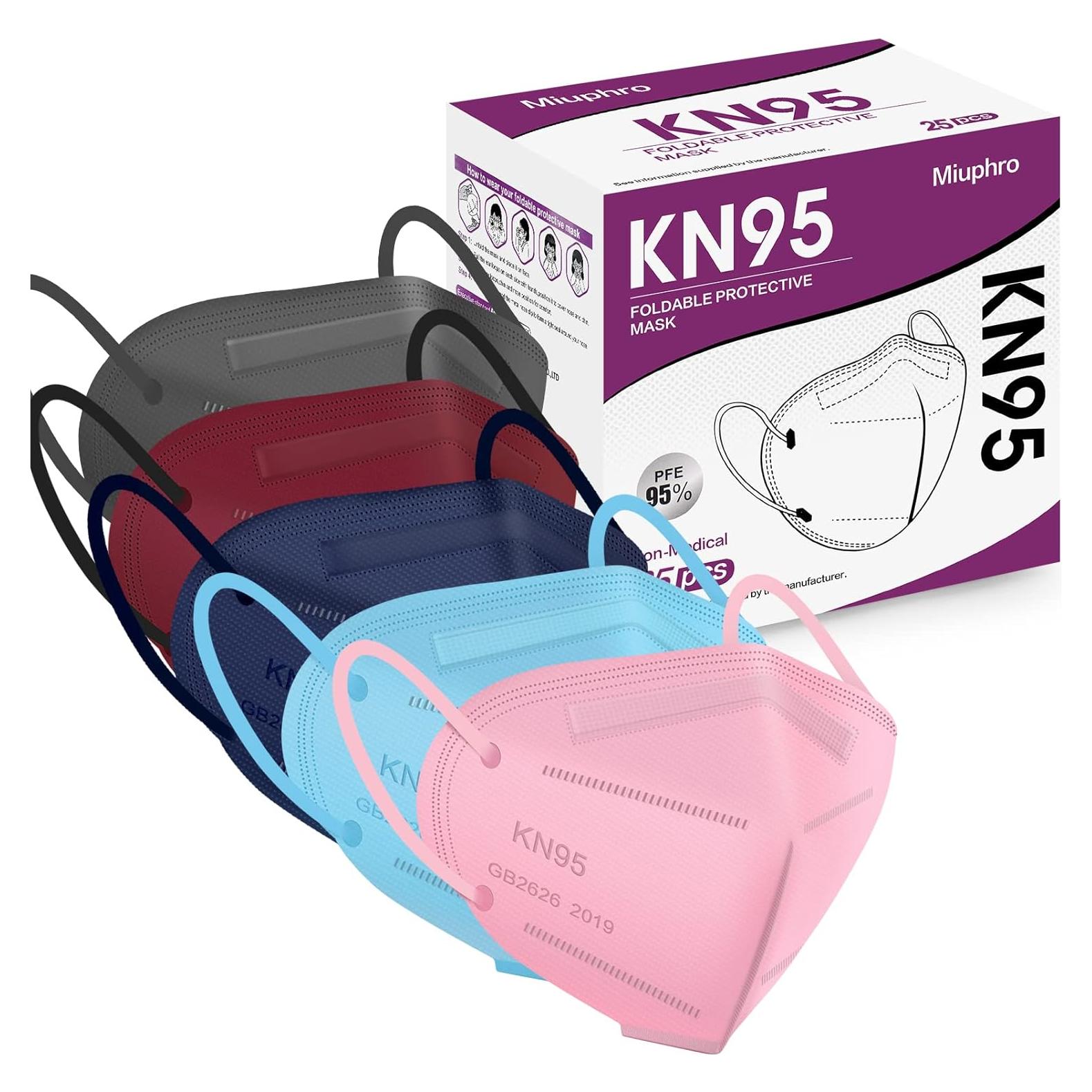 Mascarilla desechable KN95 Miuphro 5 capas multicolor - 25 unidades
