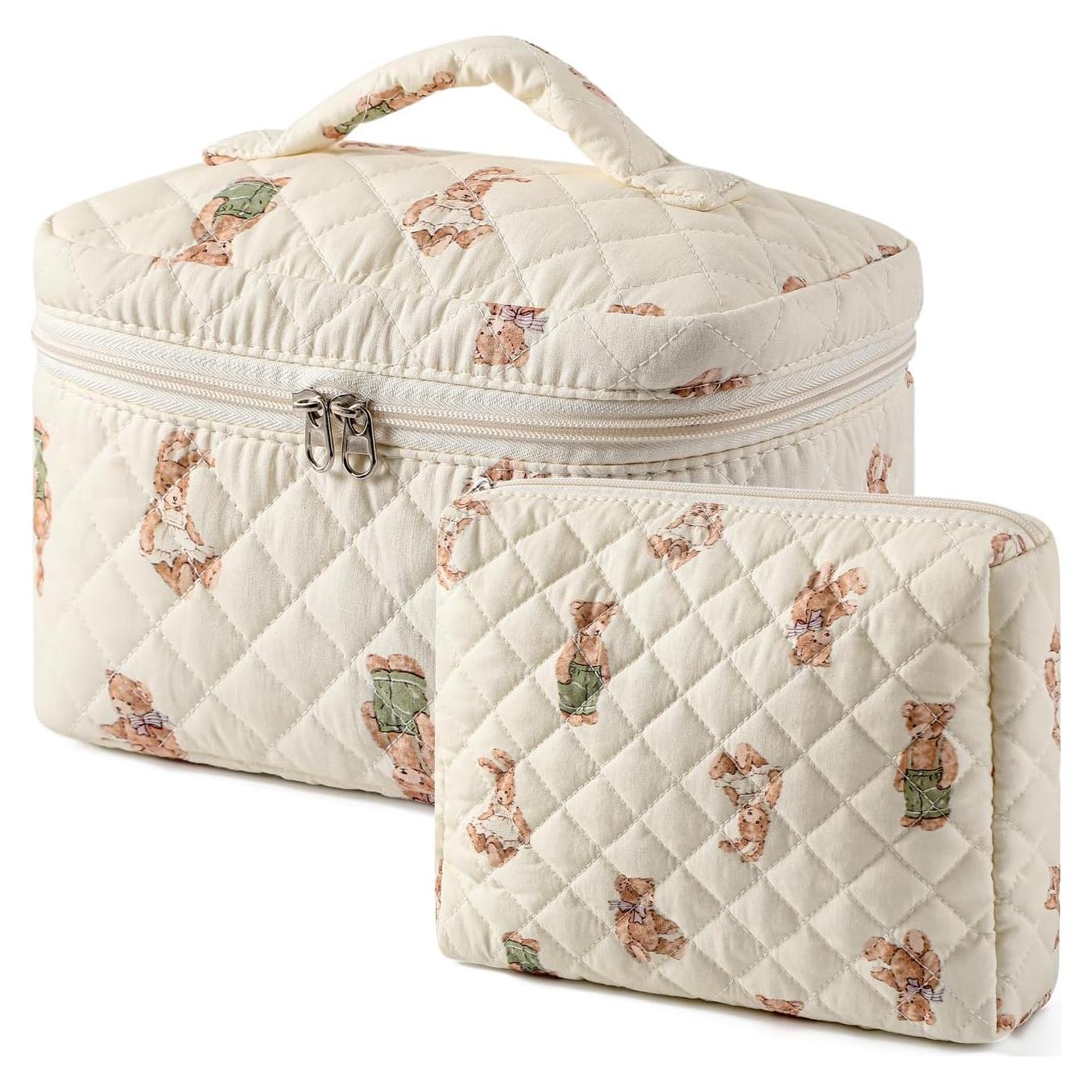 Juego de 2 Bolsas de Maquillaje Acolchadas Uekeboag Floral