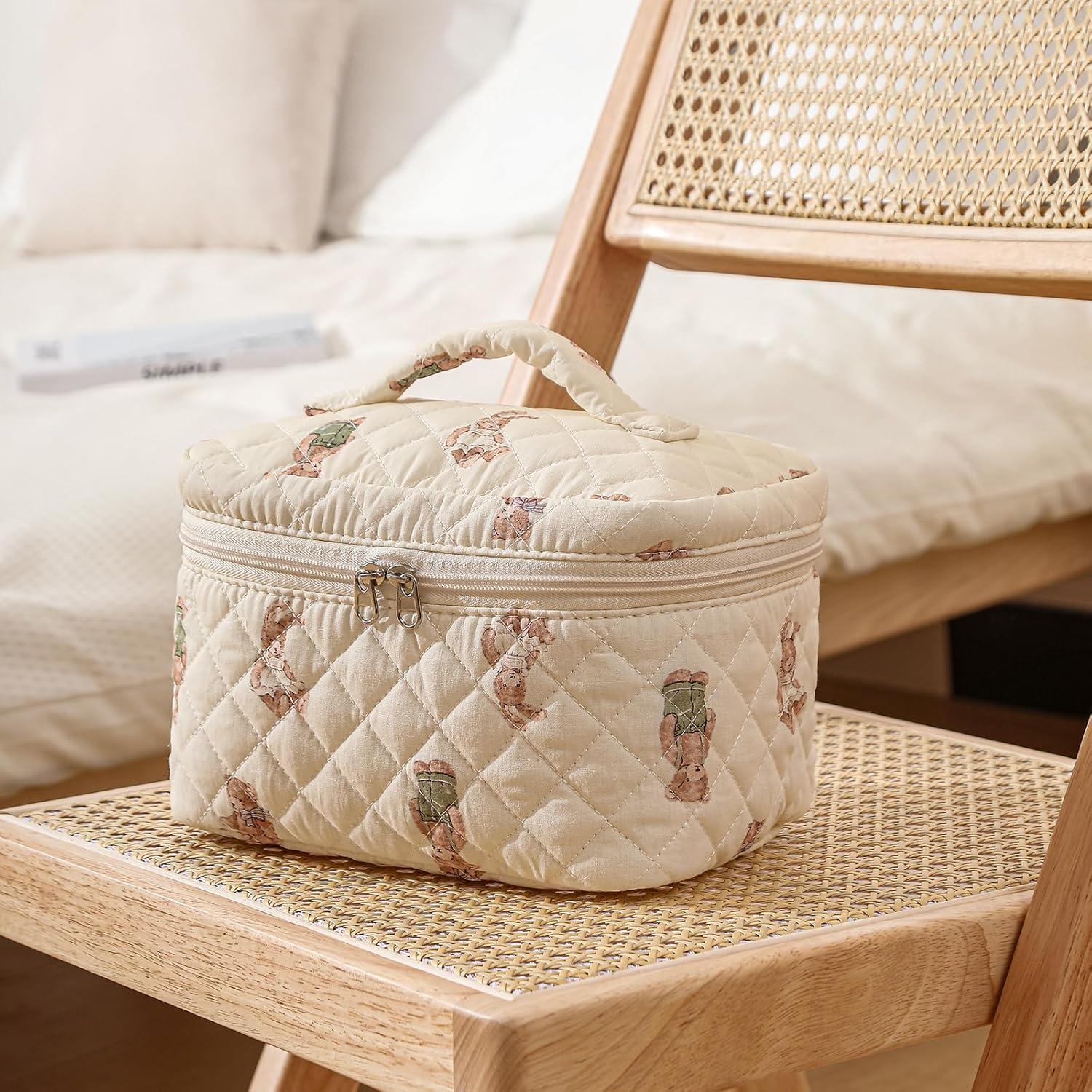 Juego de 2 Bolsas de Maquillaje Acolchadas Uekeboag Floral