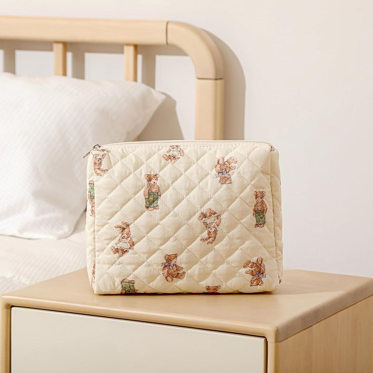 Juego de 2 Bolsas de Maquillaje Acolchadas Uekeboag Floral