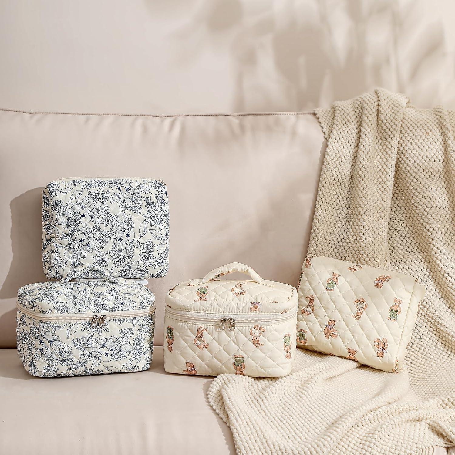 Juego de 2 Bolsas de Maquillaje Acolchadas Uekeboag Floral