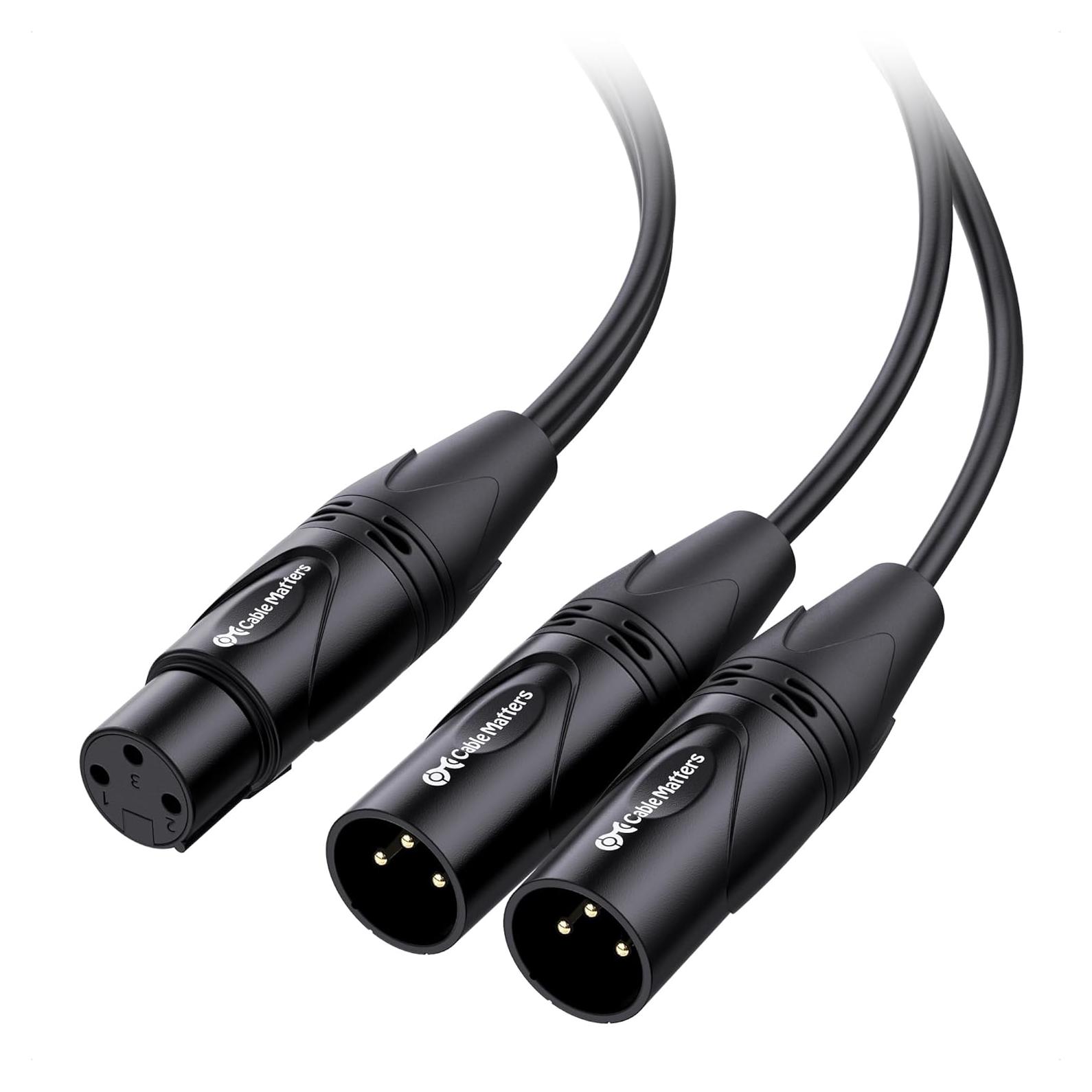 Cable Divisor XLR Balanceado 1.5ft Cable Matters 2 Macho a 1 Hembra