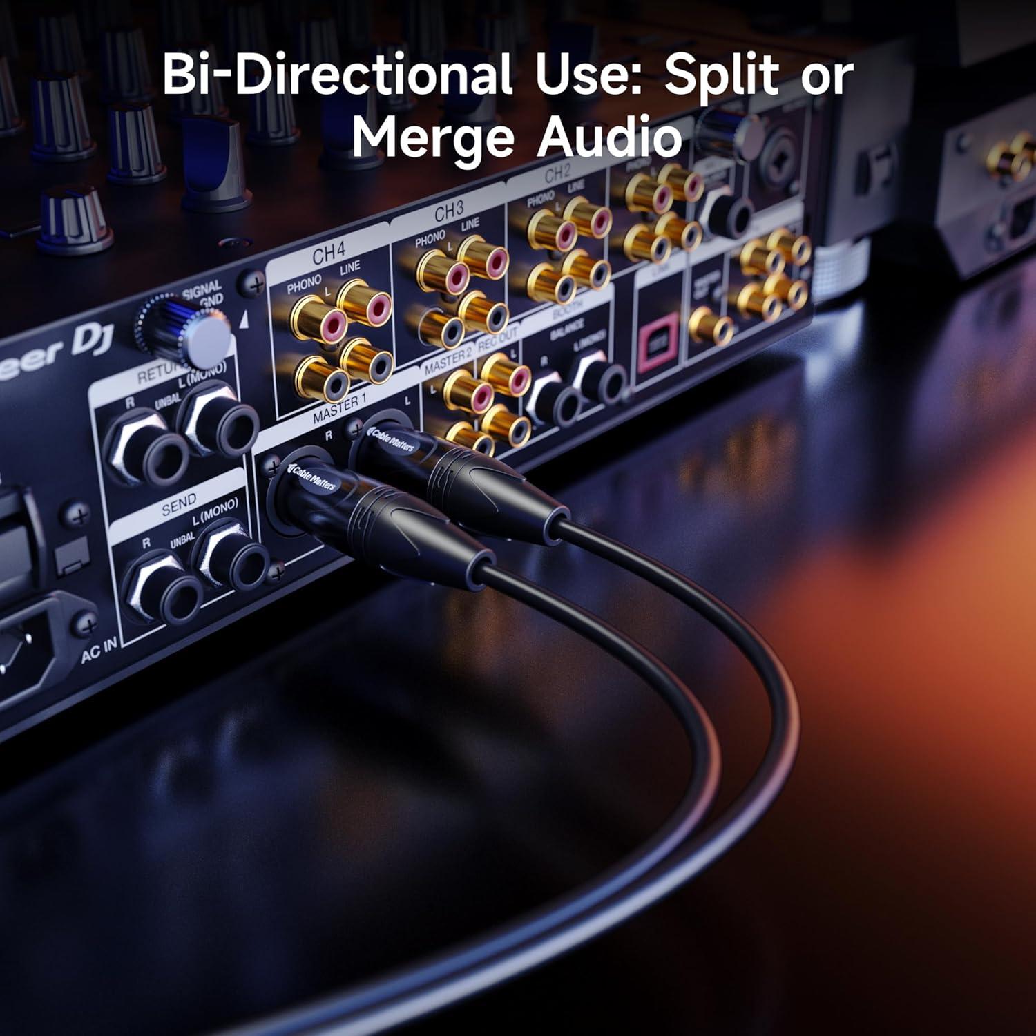 Cable Divisor XLR Balanceado 1.5ft Cable Matters 2 Macho a 1 Hembra