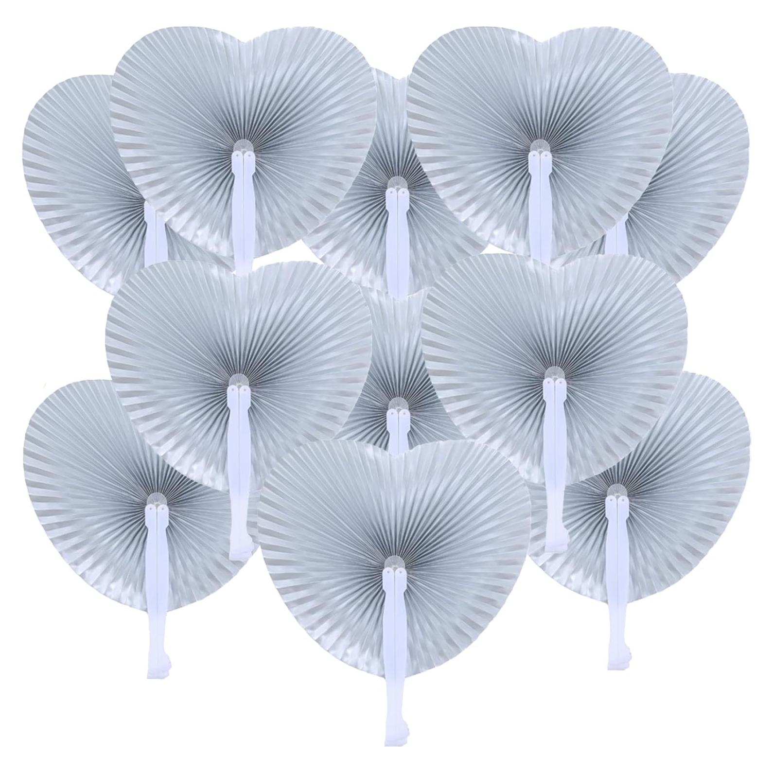 20 Abanicos de Papel Plegables Corazón Plateado Bestage