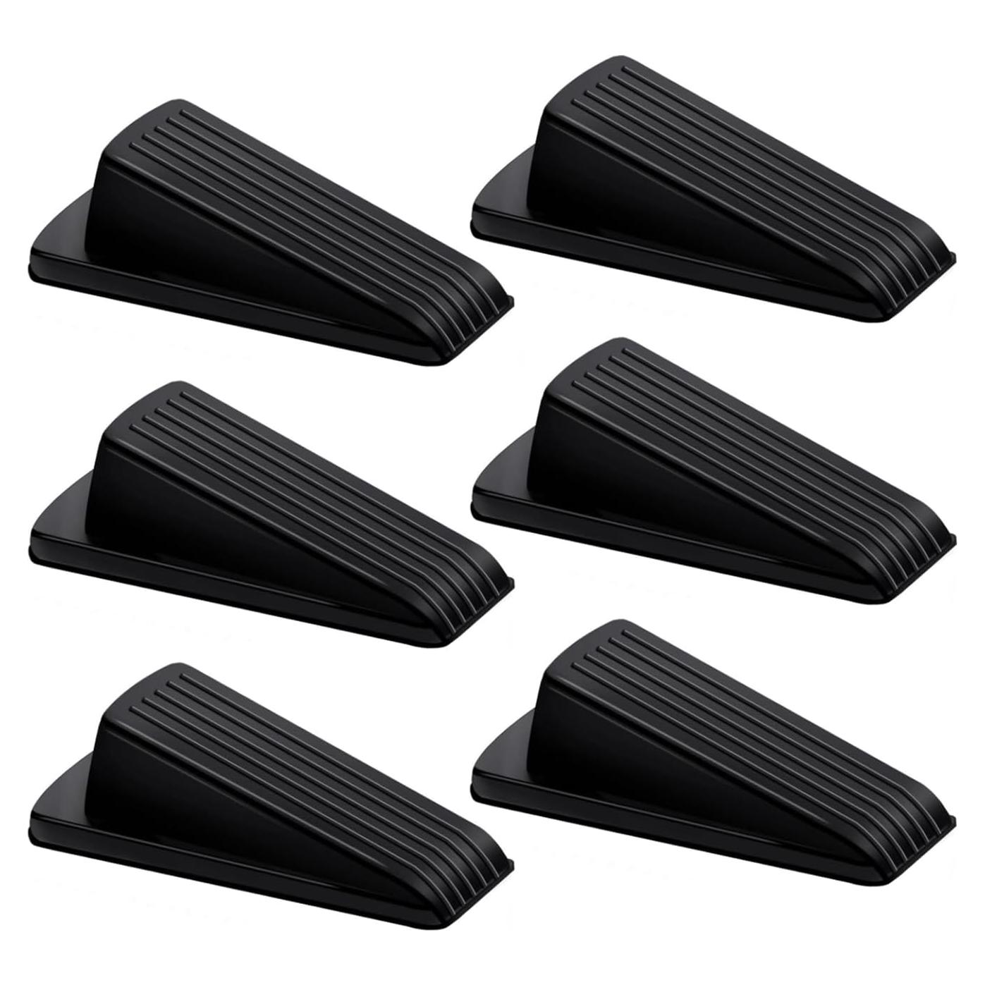 Tope de puerta Lesunsul, cuña de goma negra, paquete de 6