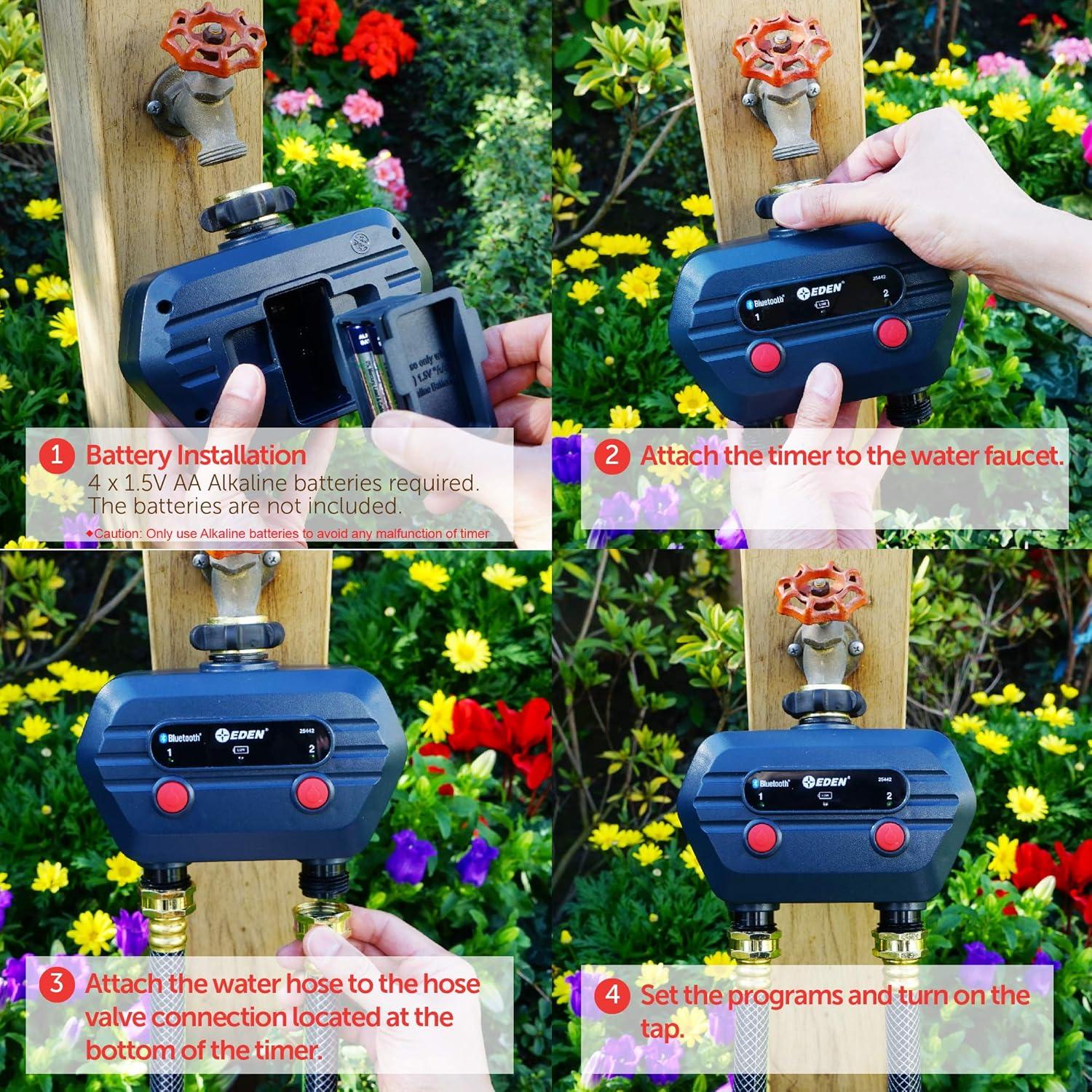 Temporizador de Agua Bluetooth Eden 93442 2 Zonas Riego Inteligente
