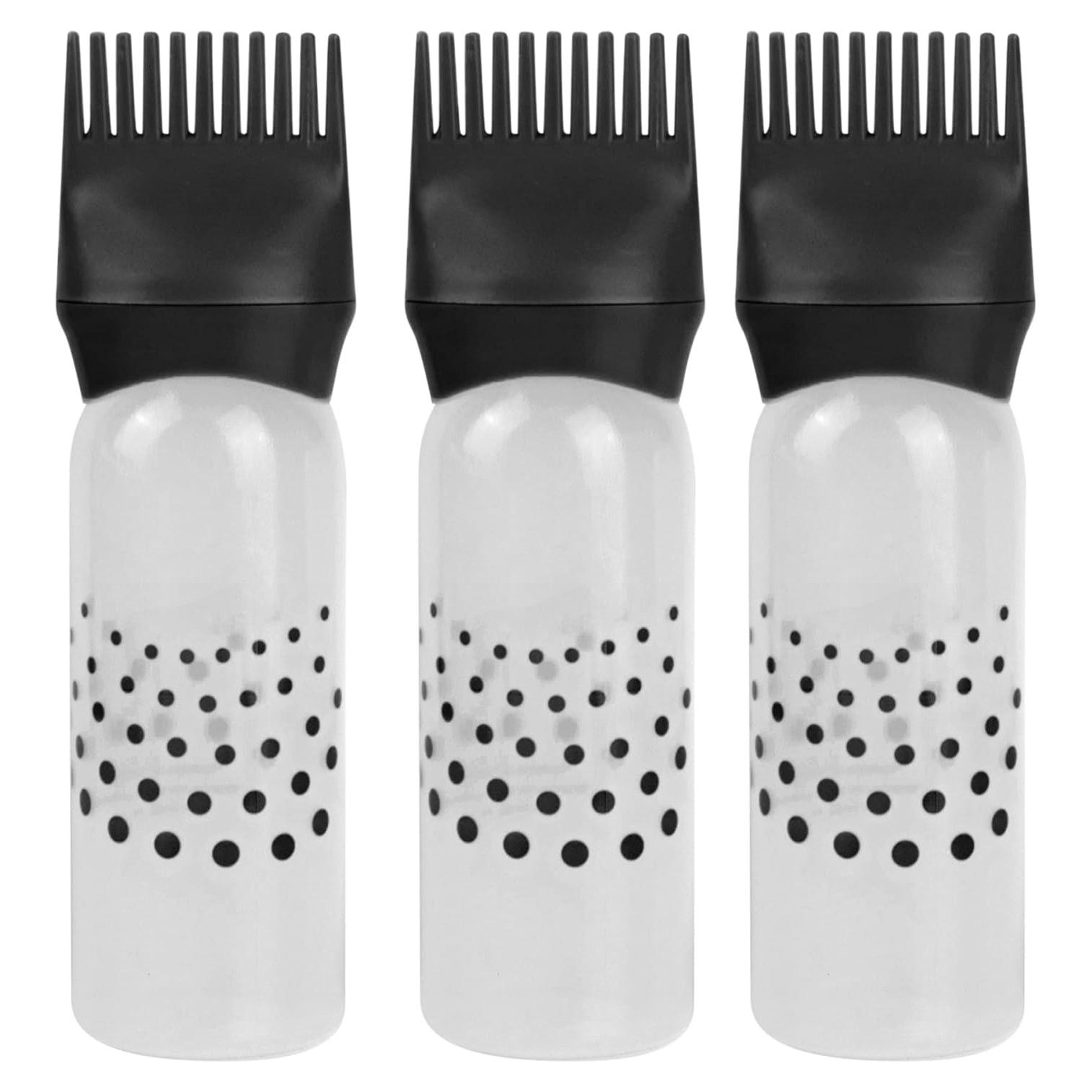 Botellas de Plástico Negro con Aplicador de Peine Raíz - Framendino 3 Paquete