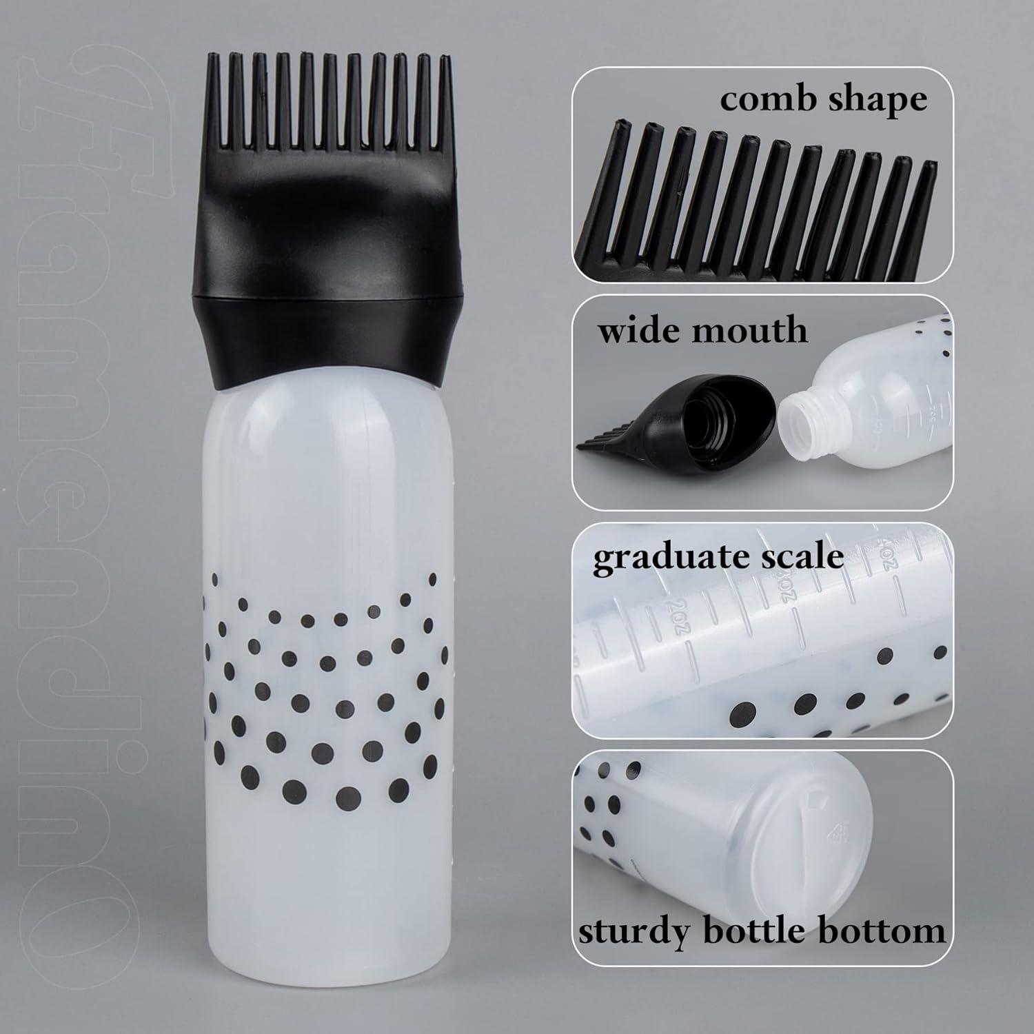 Botellas de Plástico Negro con Aplicador de Peine Raíz - Framendino 3 Paquete