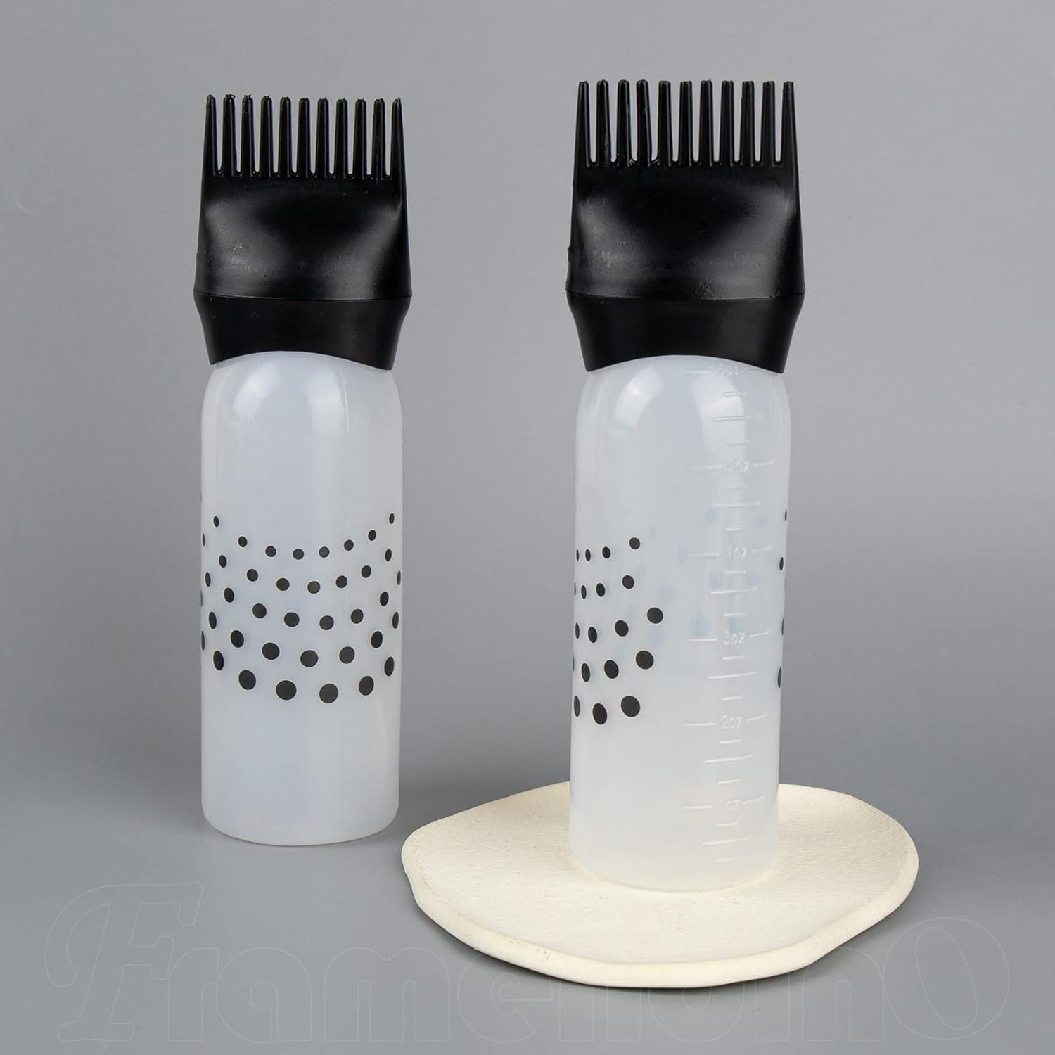 Botellas de Plástico Negro con Aplicador de Peine Raíz - Framendino 3 Paquete