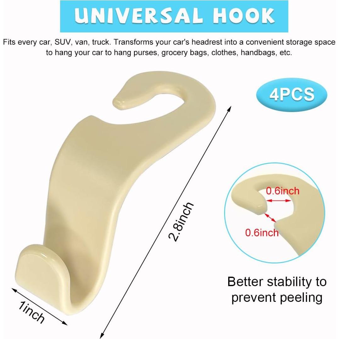 Ganchos para Reposacabezas de Asiento de Coche Ziciner - 4 Piezas Beige