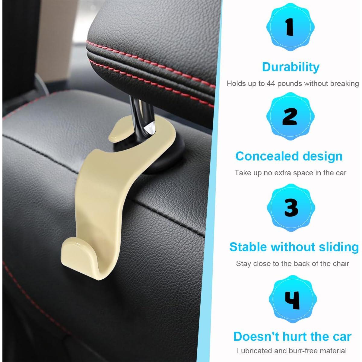 Ganchos para Reposacabezas de Asiento de Coche Ziciner - 4 Piezas Beige