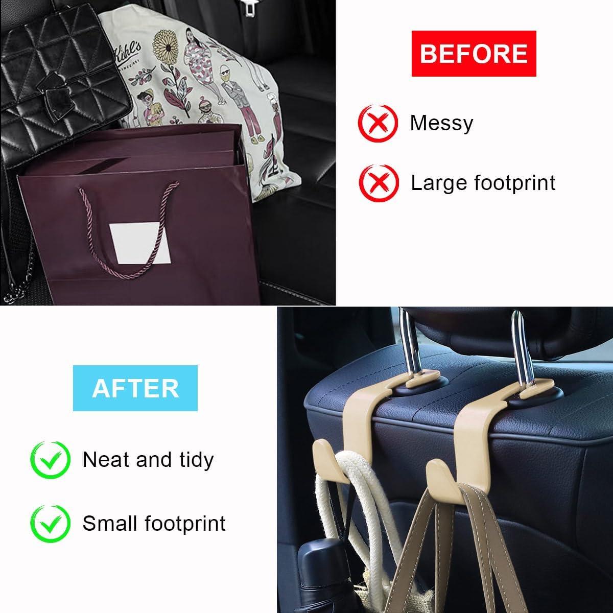 Ganchos para Reposacabezas de Asiento de Coche Ziciner - 4 Piezas Beige