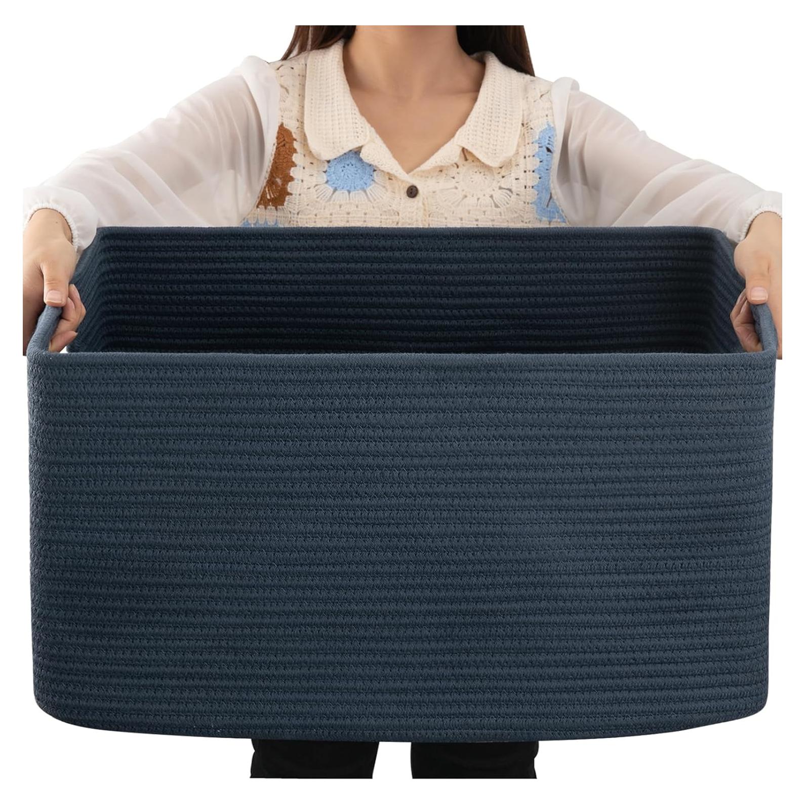 Cesta de Almacenamiento OIAHOMY 75L Algodón Azul 55.88x43.18x30.48cm