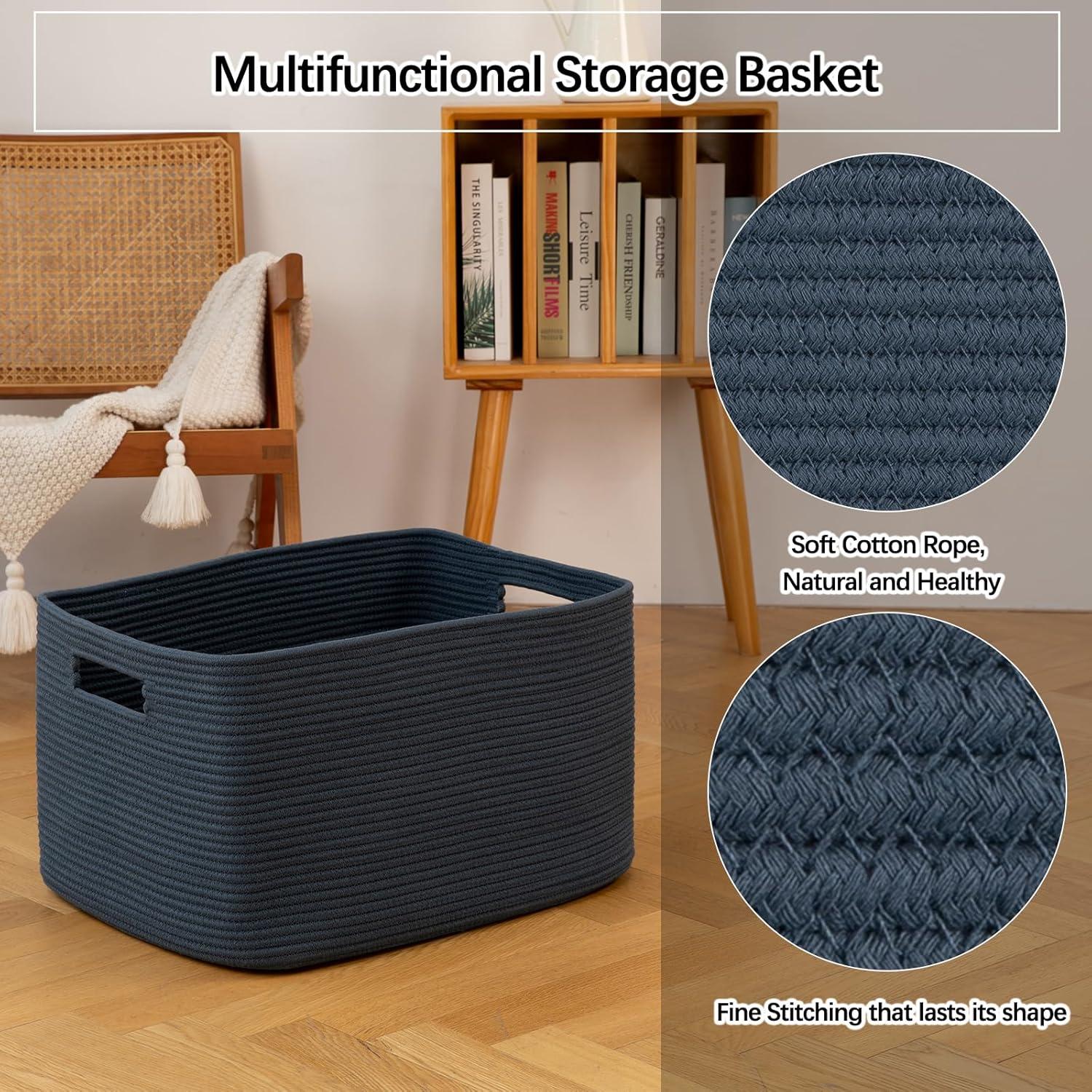 Cesta de Almacenamiento OIAHOMY 75L Algodón Azul 55.88x43.18x30.48cm