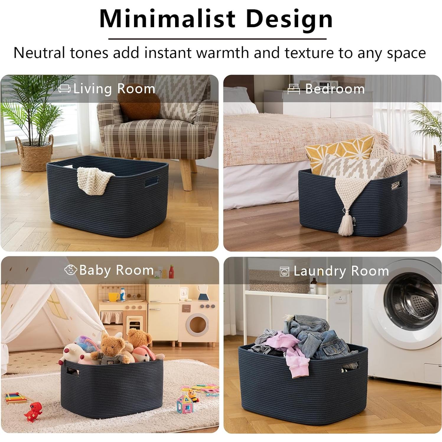 Cesta de Almacenamiento OIAHOMY 75L Algodón Azul 55.88x43.18x30.48cm