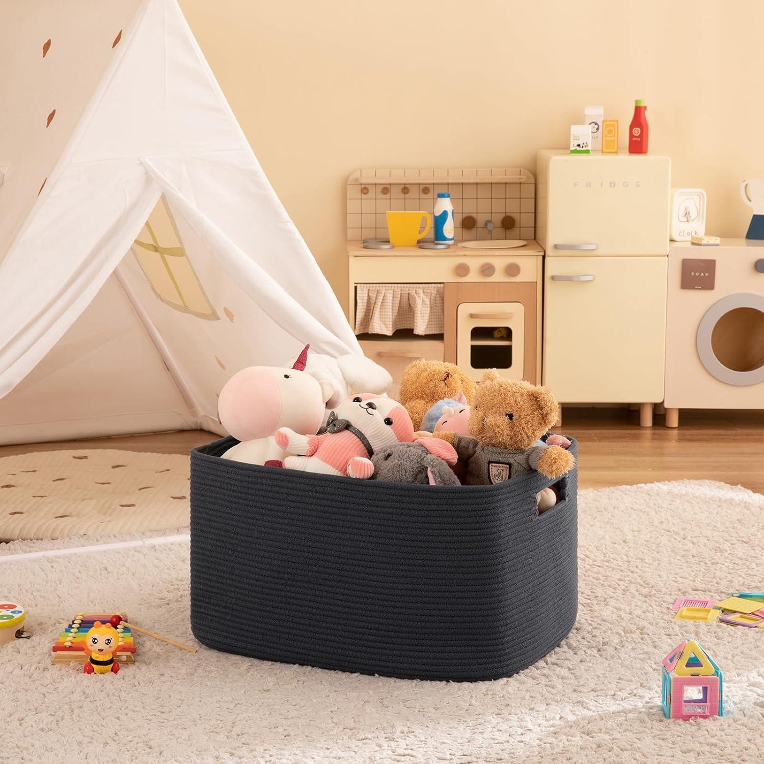 Cesta de Almacenamiento OIAHOMY 75L Algodón Azul 55.88x43.18x30.48cm