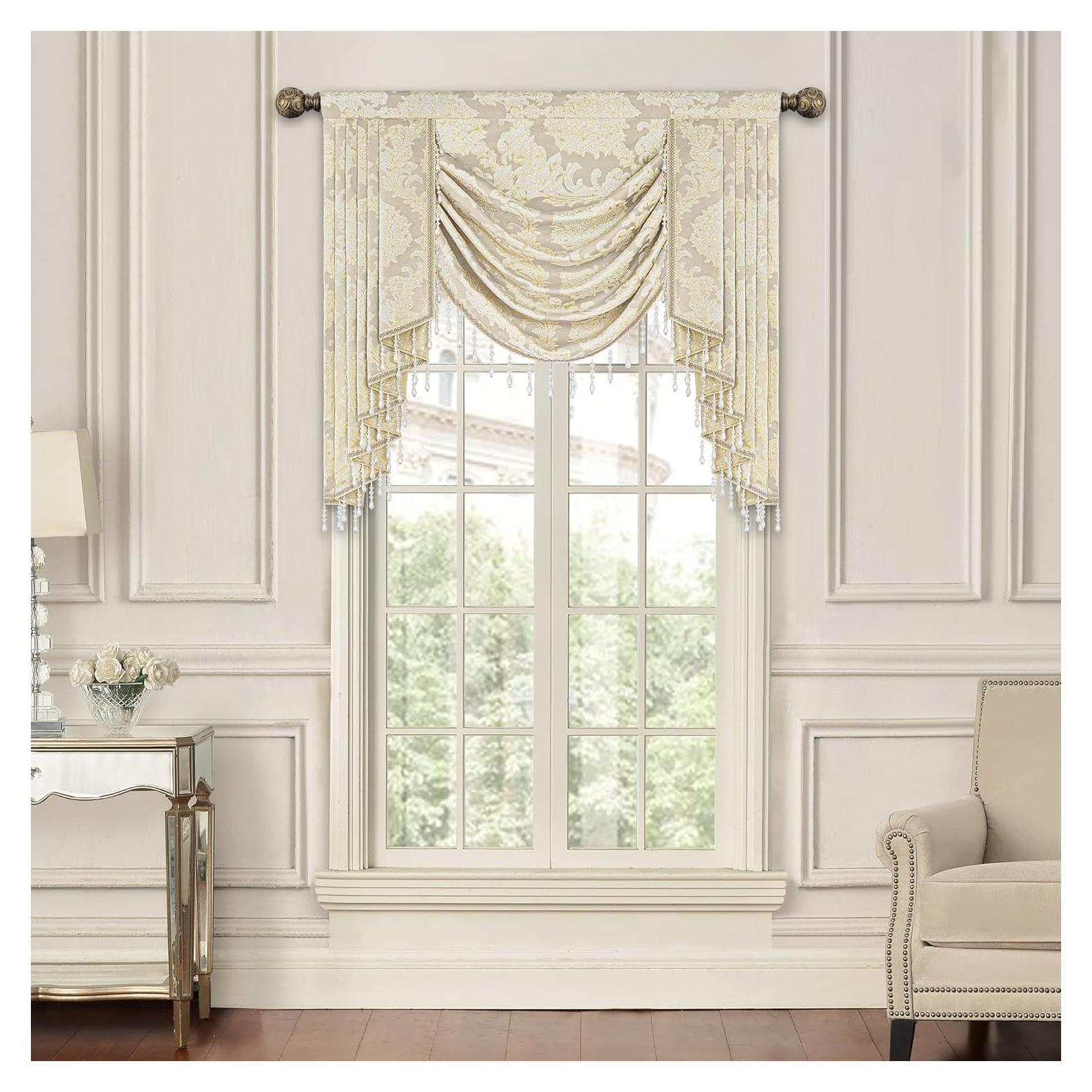 Valance de lujo Jacquard Loom and Mill 99x114cm Beige