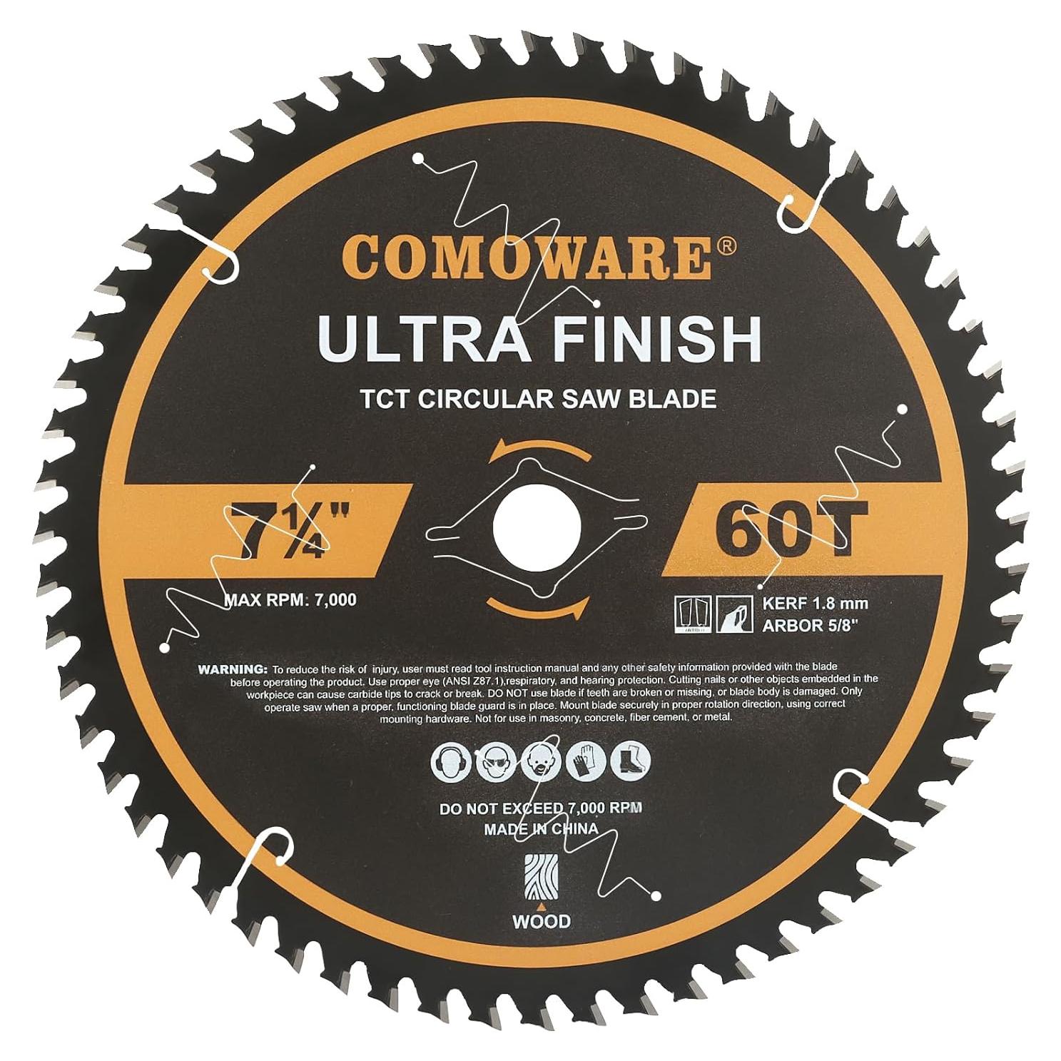 Hoja de Sierra Circular COMOWARE 7 1/4" 60T Carburo TCT