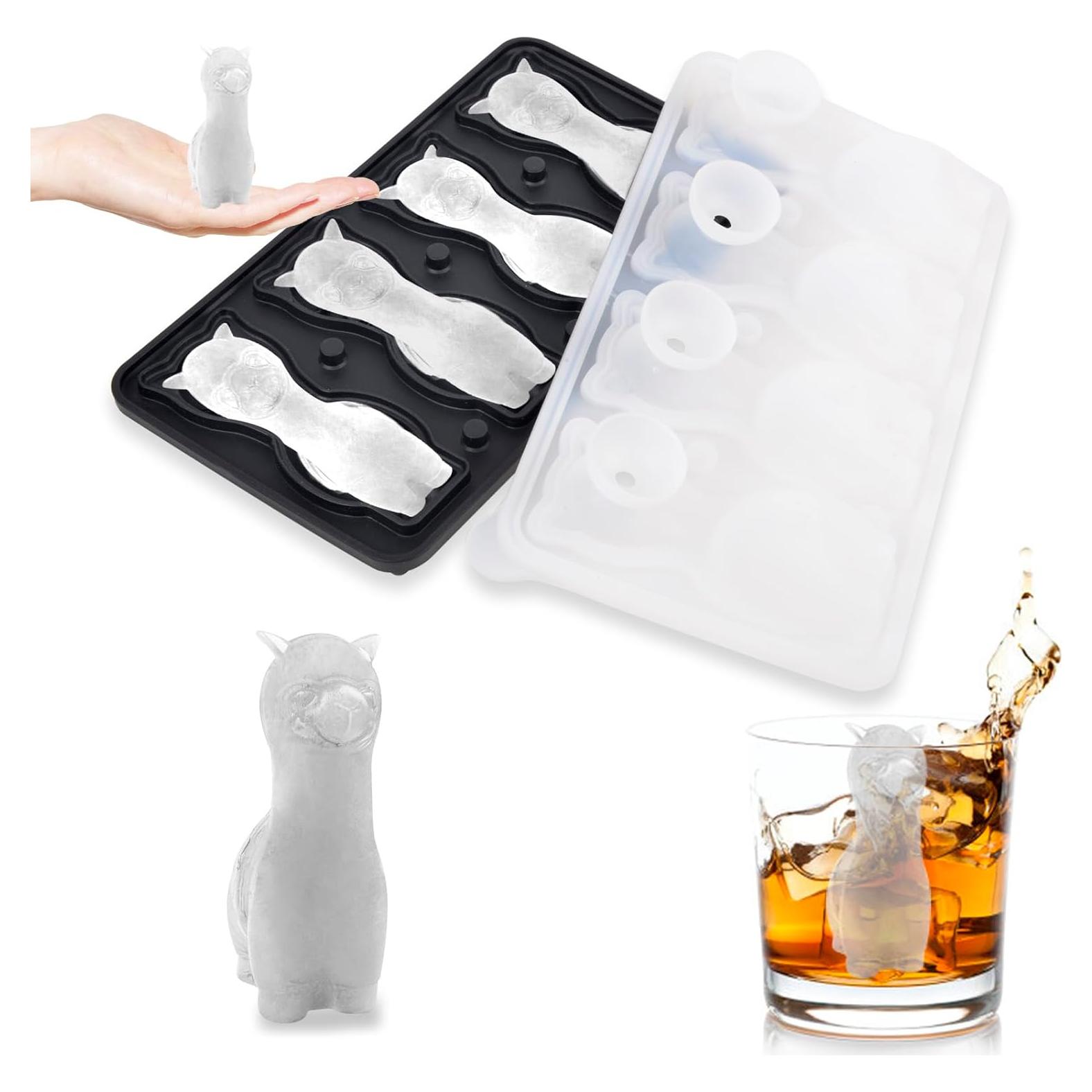 Molde de Hielo Alpaca 3D - Bandeja Silicona Reutilizable 4 Cubos