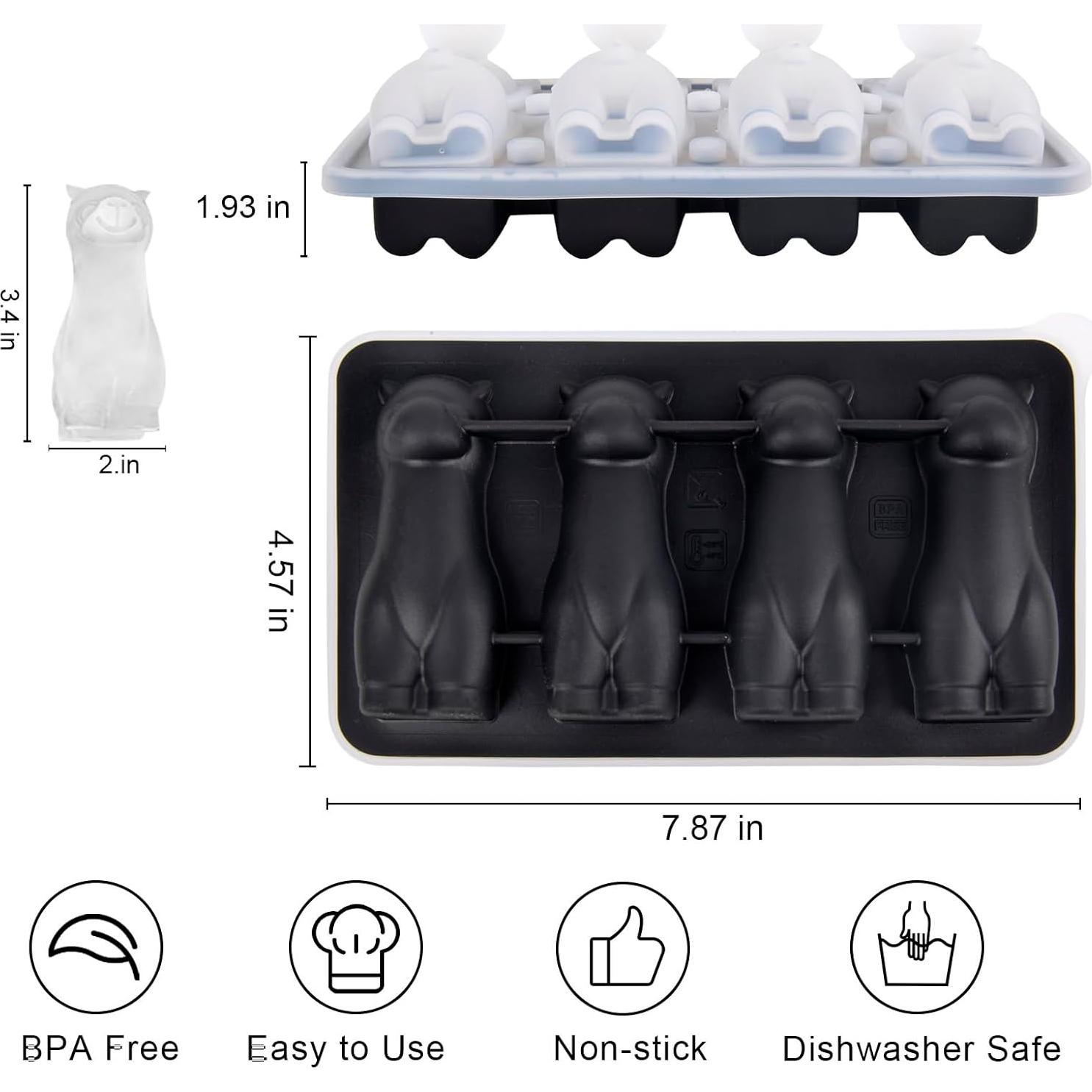 Molde de Hielo Alpaca 3D - Bandeja Silicona Reutilizable 4 Cubos