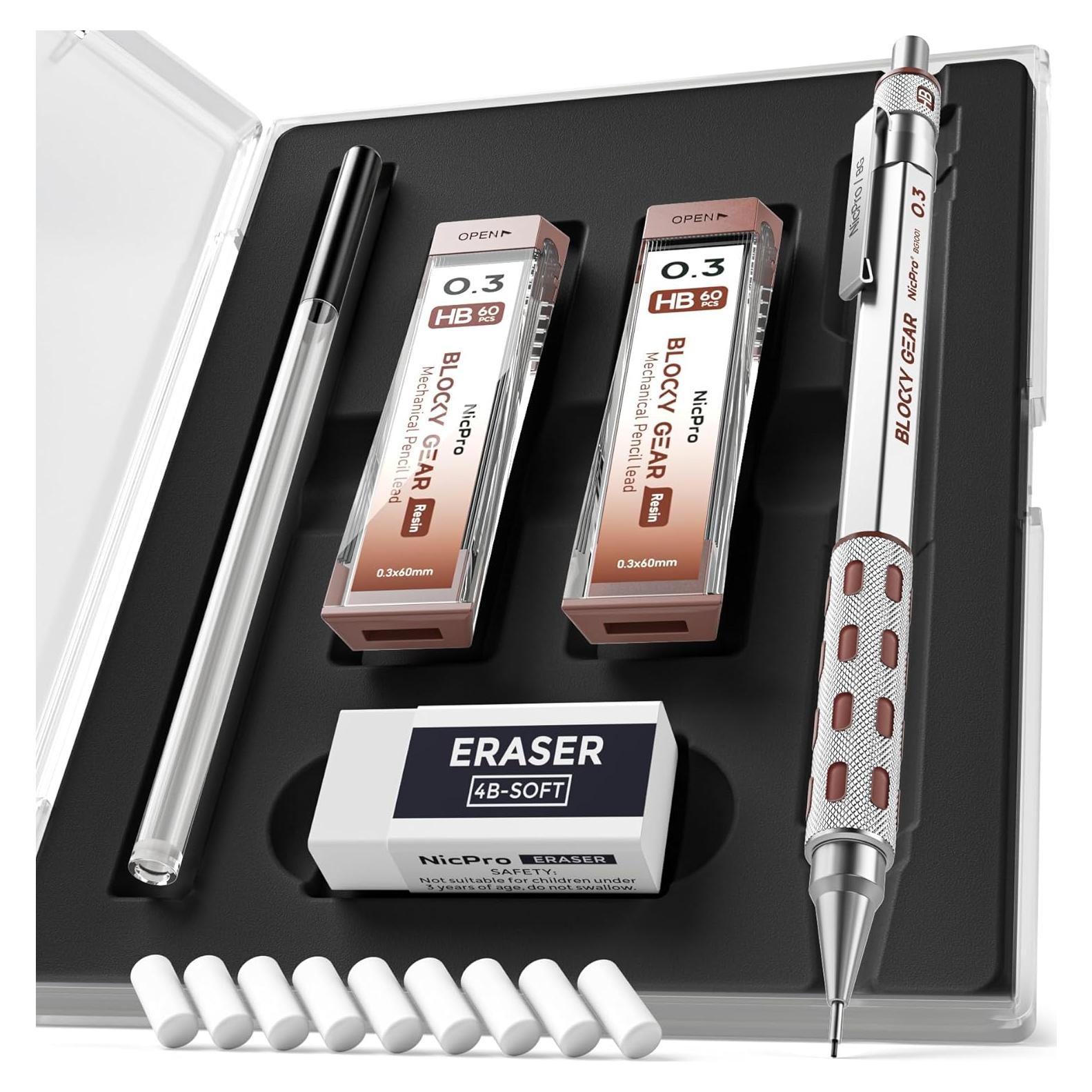 Conjunto de Lápices Mecánicos Nicpro Blocky Gear 0.3mm en Estuche