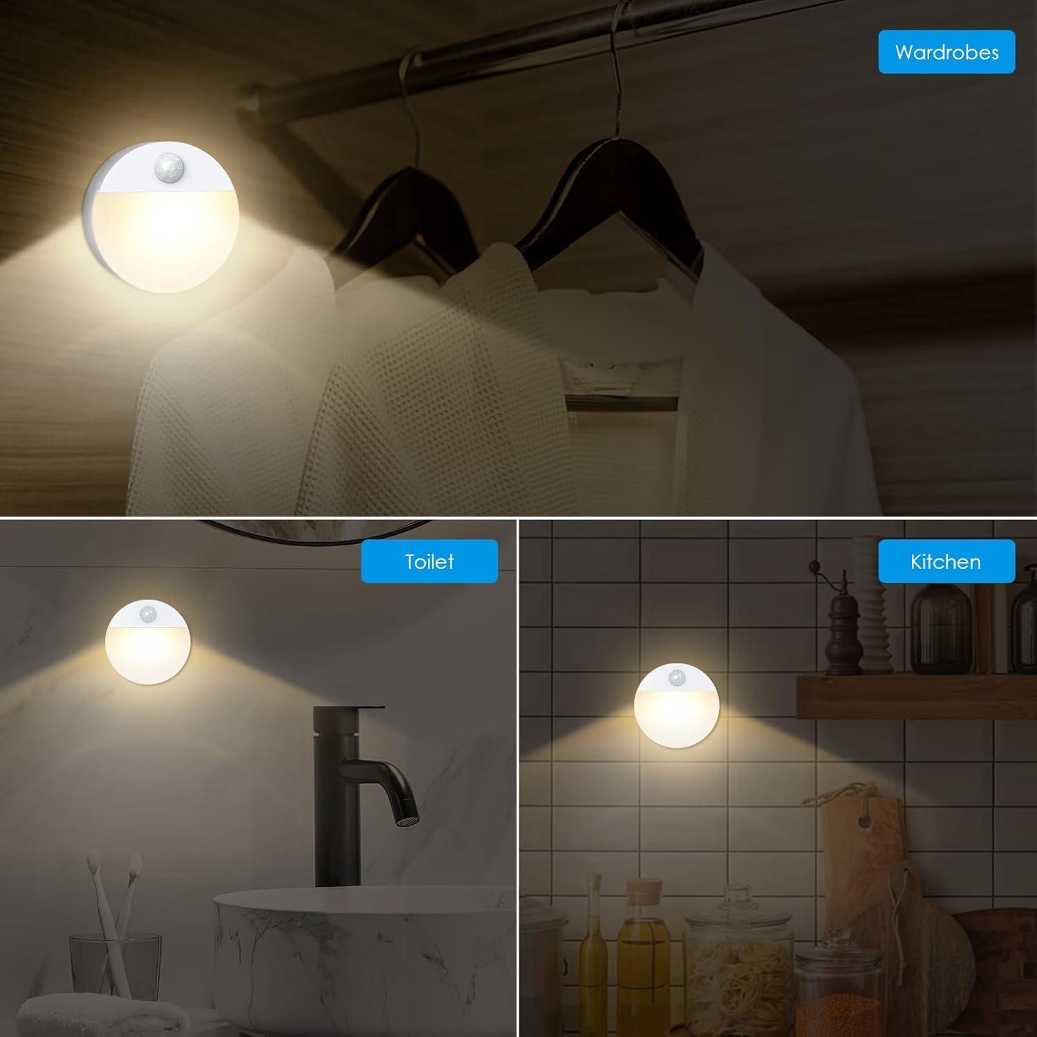 Luz de Movimiento AMIR LED Inalámbrica 4 Piezas Blanco Cálido