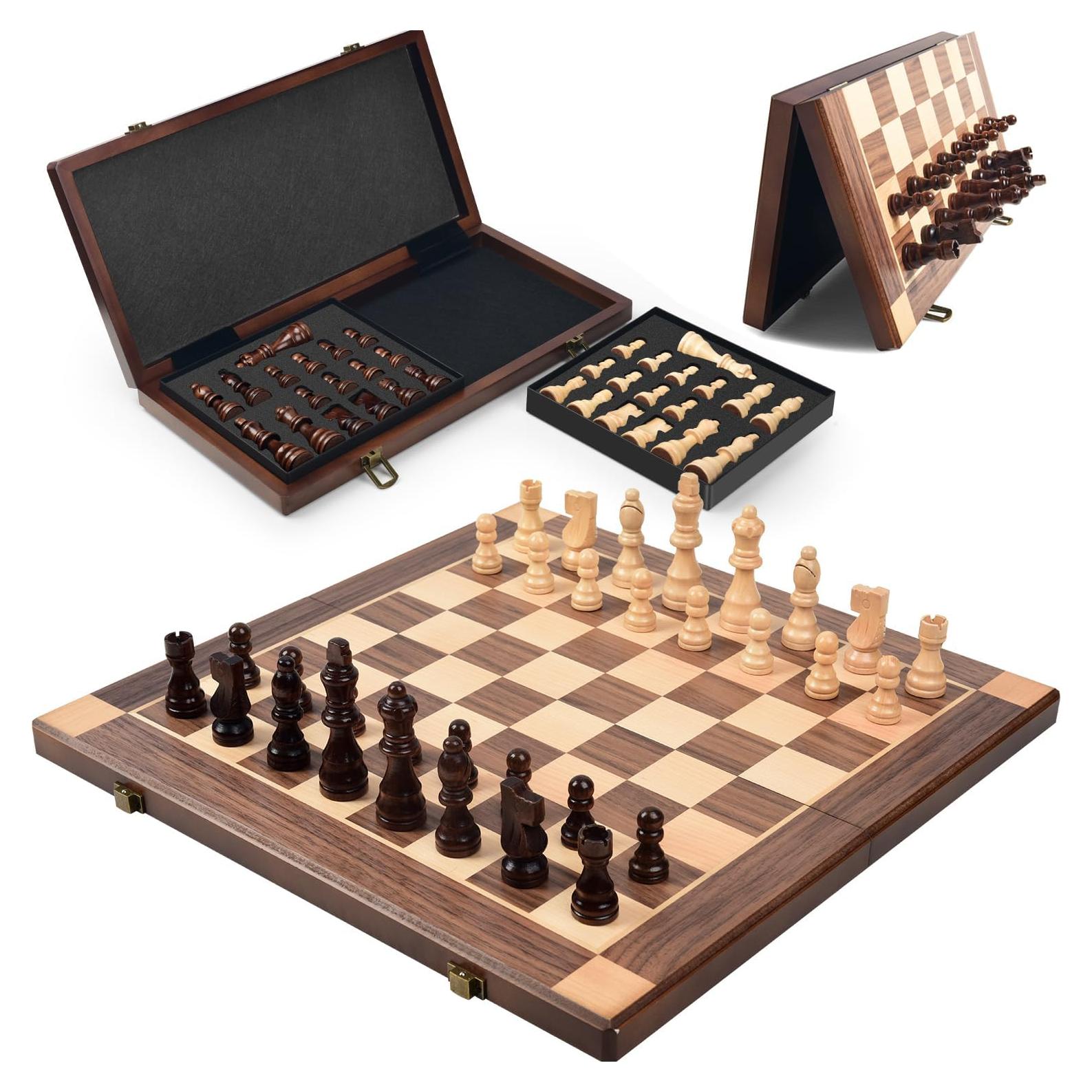 Juego de Ajedrez Magnético de Madera 40x20cm KEEPRAE Plegable