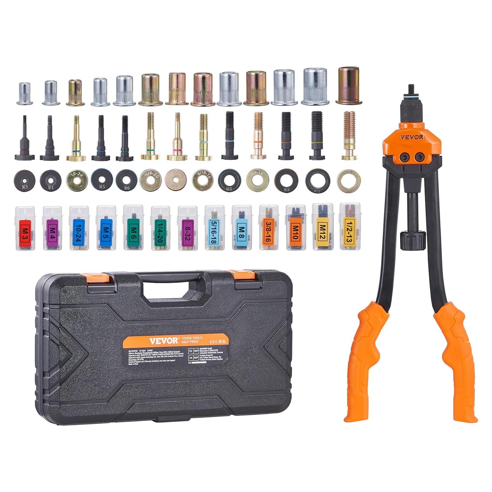 Kit de Herramienta Remachadora VEVOR 16" con 186 Tuercas