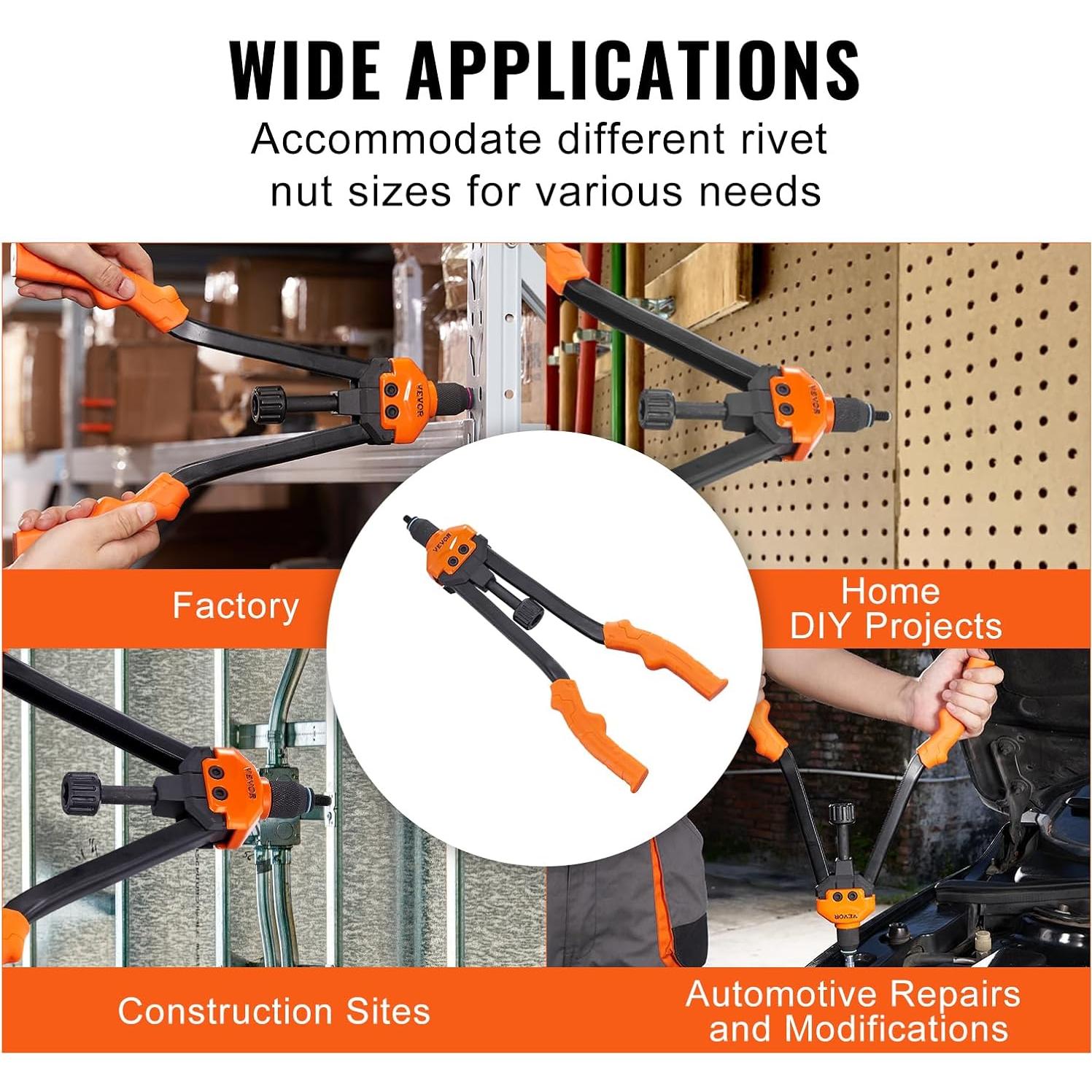 Kit de Herramienta Remachadora VEVOR 16" con 186 Tuercas