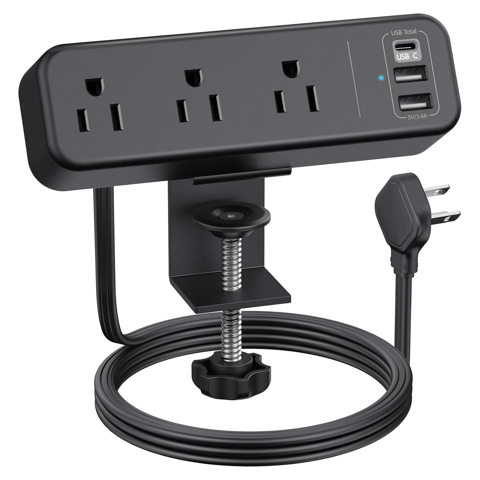 Regleta de Alimentación de Escritorio PAEWOK con USB-C 3 Tomas