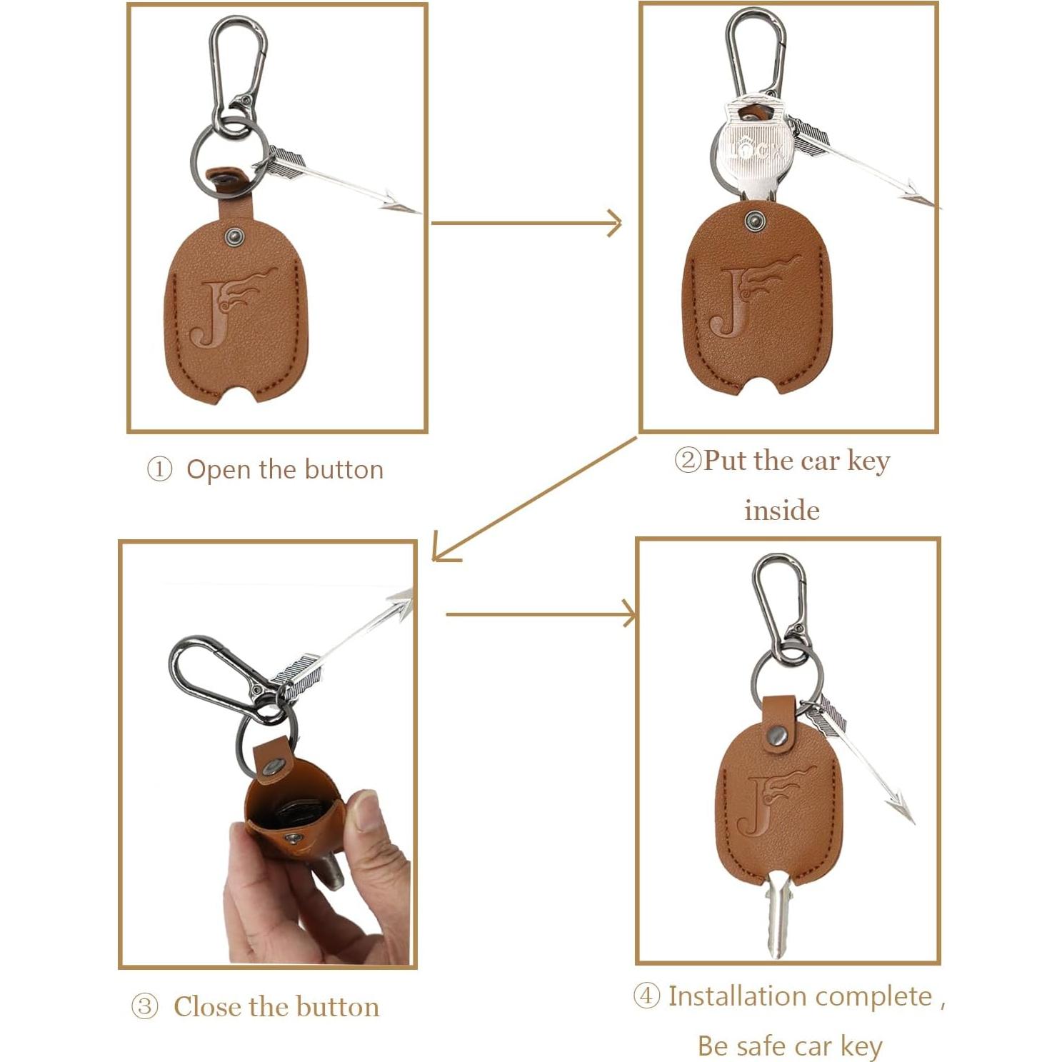 Funda de Llave de Coche Universal de Cuero - Letra Inicial Dorada