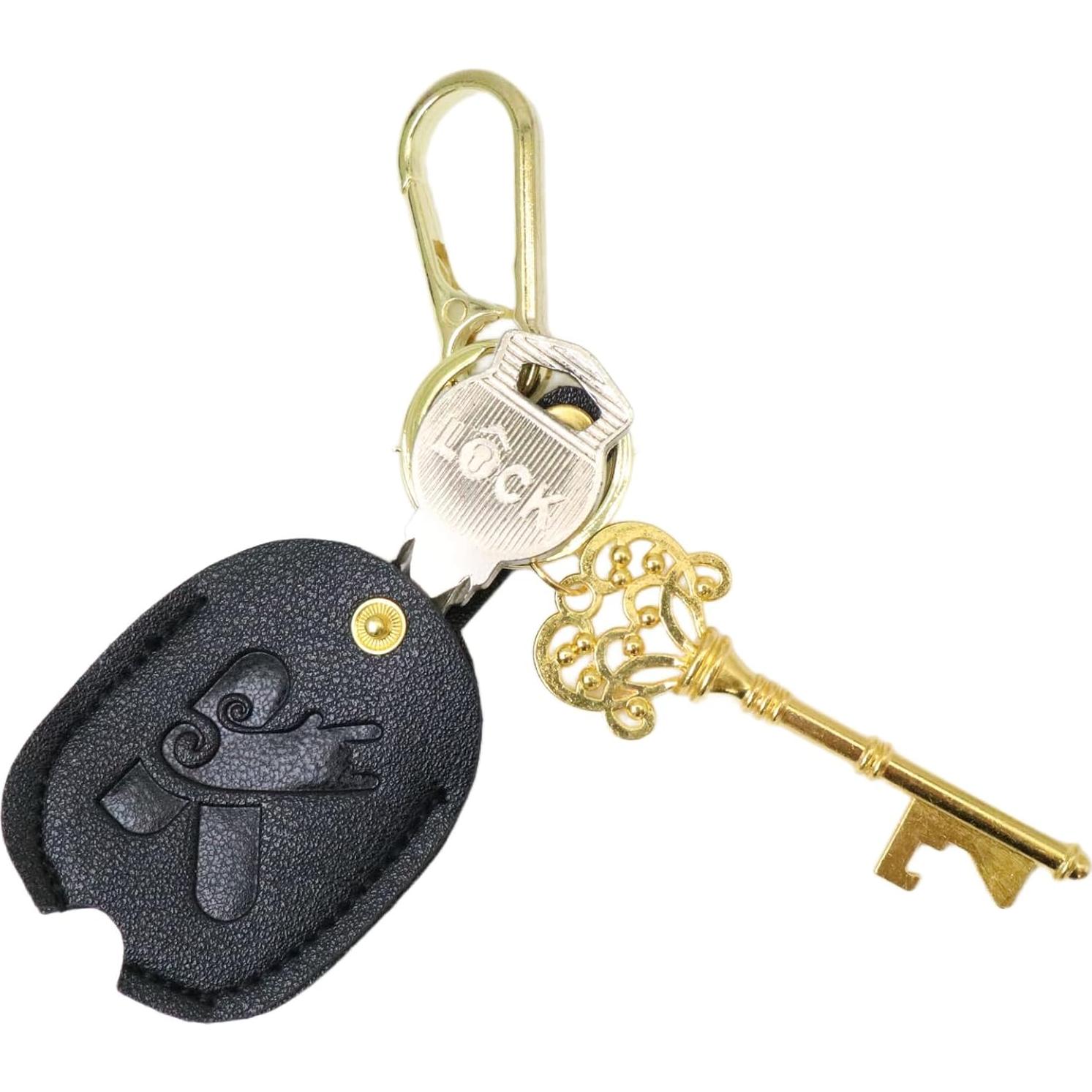 Funda de Llave de Coche Universal de Cuero - Letra Inicial Dorada