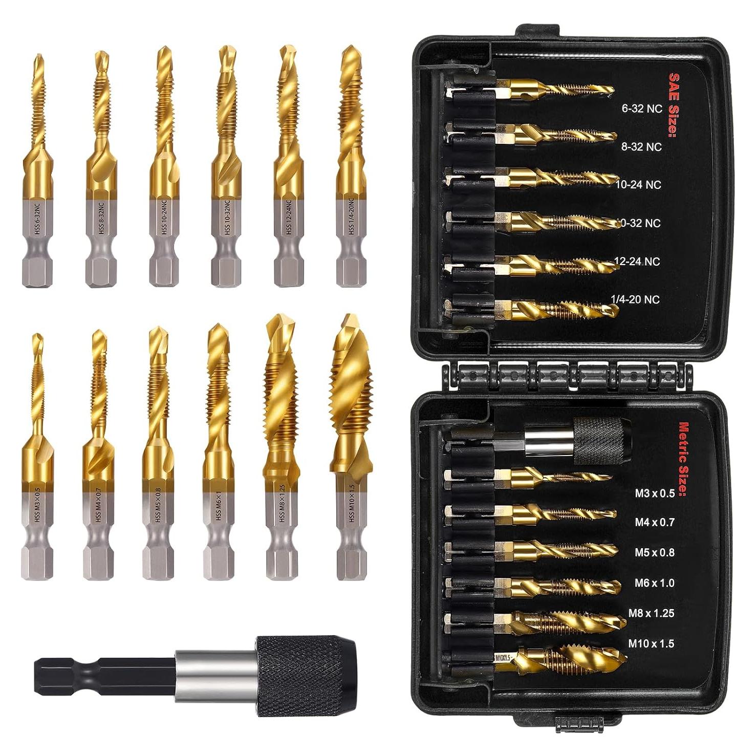 Juego de Brocas y Machos HSS Titanio OCR 13 Piezas