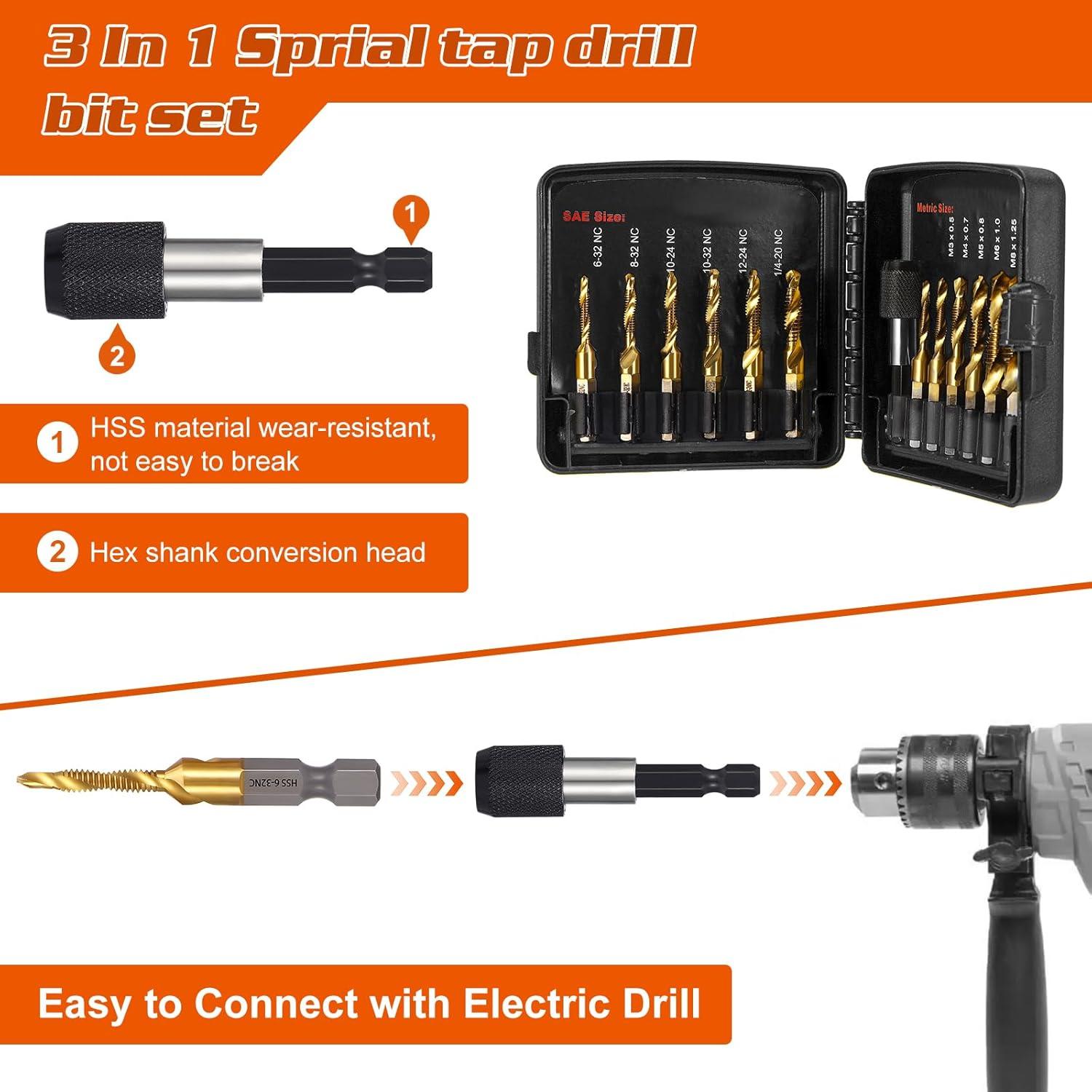 Juego de Brocas y Machos HSS Titanio OCR 13 Piezas