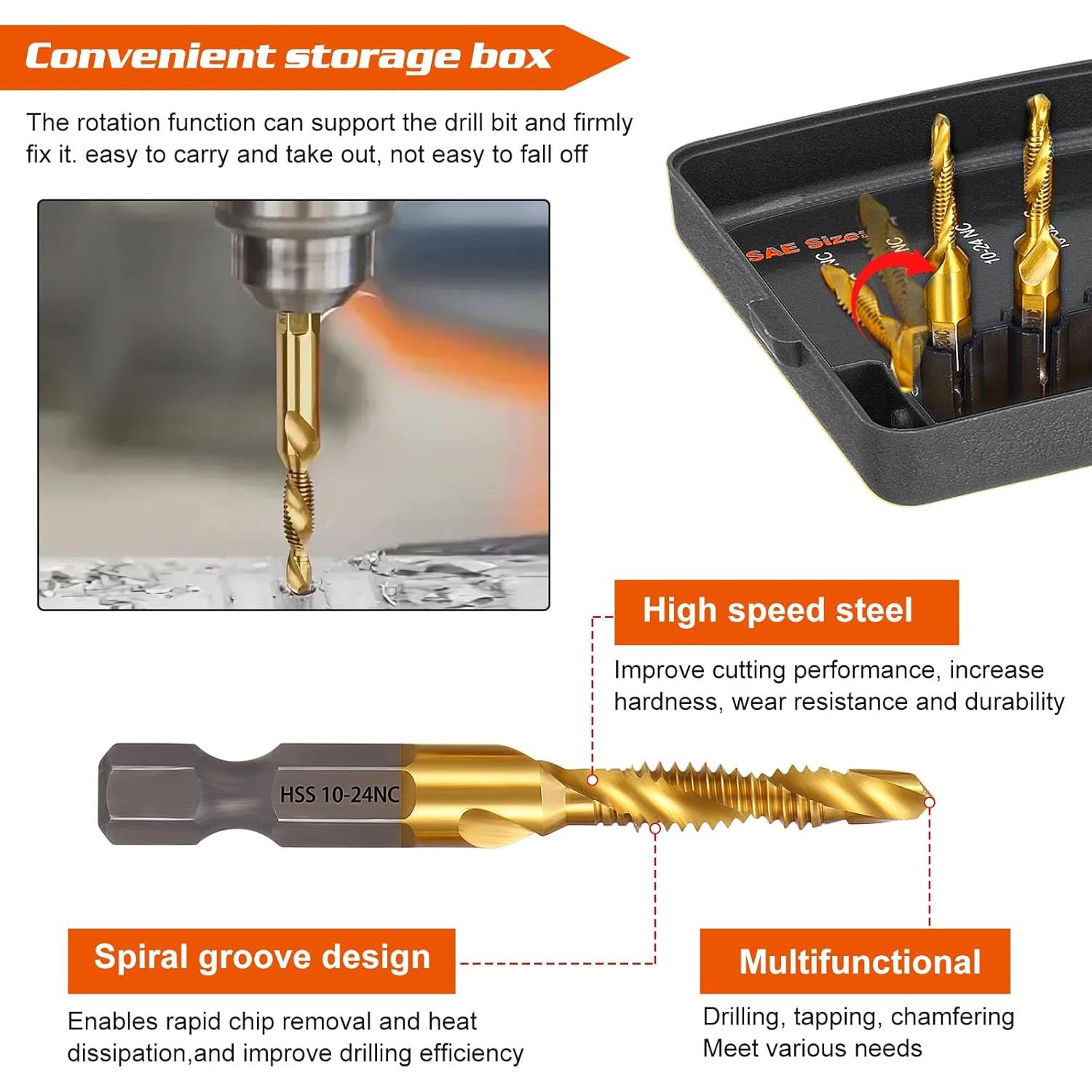Juego de Brocas y Machos HSS Titanio OCR 13 Piezas
