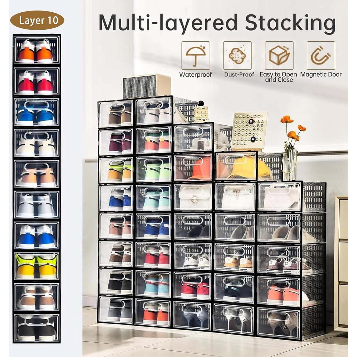 Clemate 15 Cajas de Almacenamiento para Zapatos Transparentes