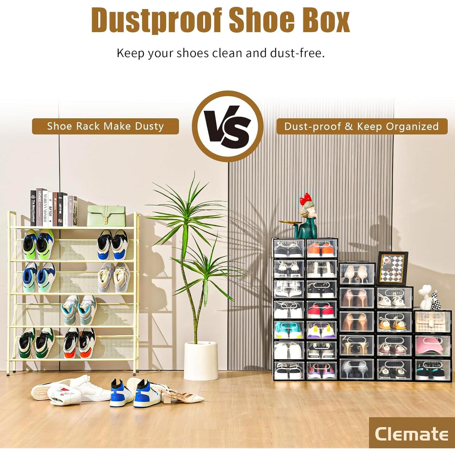 Clemate 15 Cajas de Almacenamiento para Zapatos Transparentes