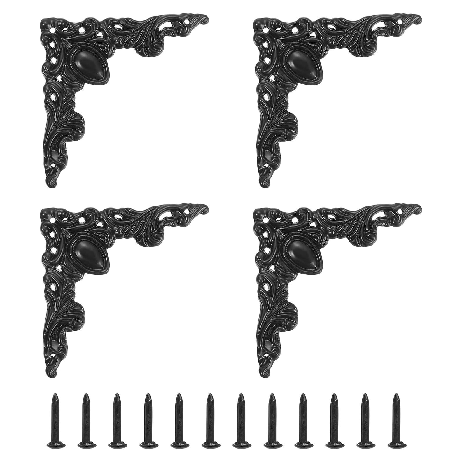 Soporte de Esquina Vintage uxcell 4 Pcs 5x5 cm Metal Zinc Negro