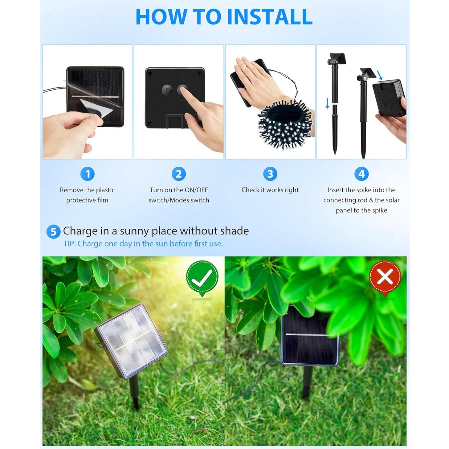 Luces de Cadena Solares Brightown 14m 120 LED IP65 2 Paquete