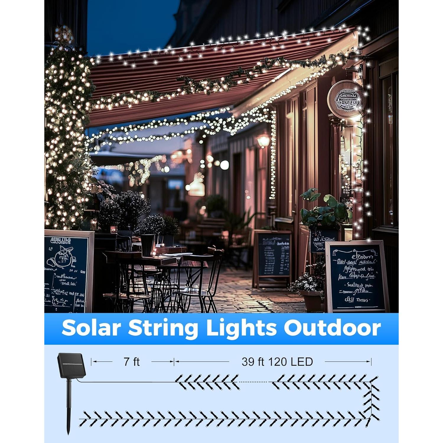 Luces de Cadena Solares Brightown 14m 120 LED IP65 2 Paquete